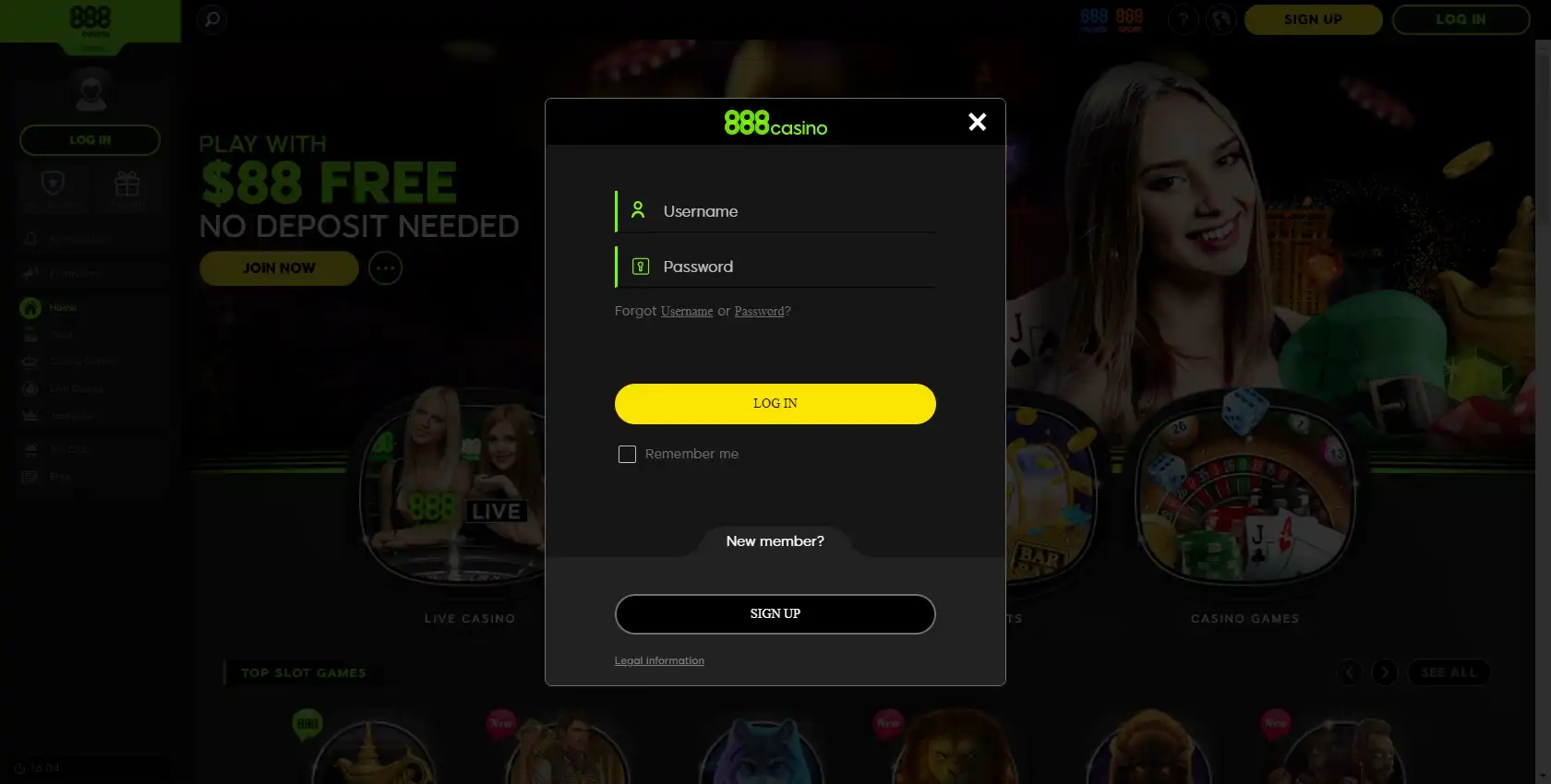 888.com Casino Login
