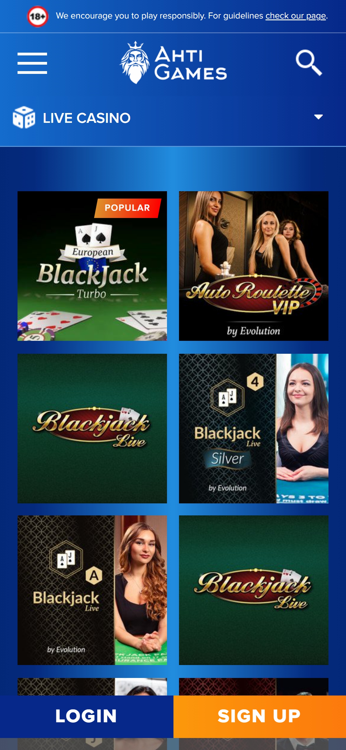 AHTI Casino Mobile Live Dealer Games Review