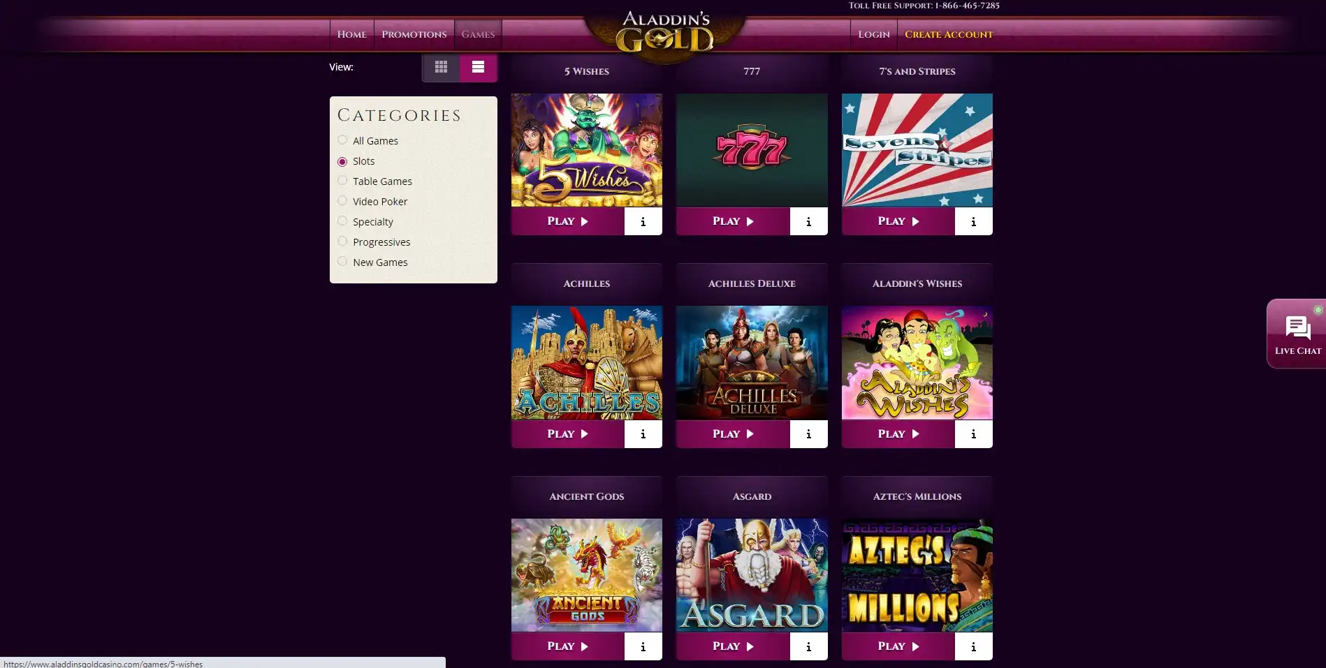 AladdinsGoldCasino Games
