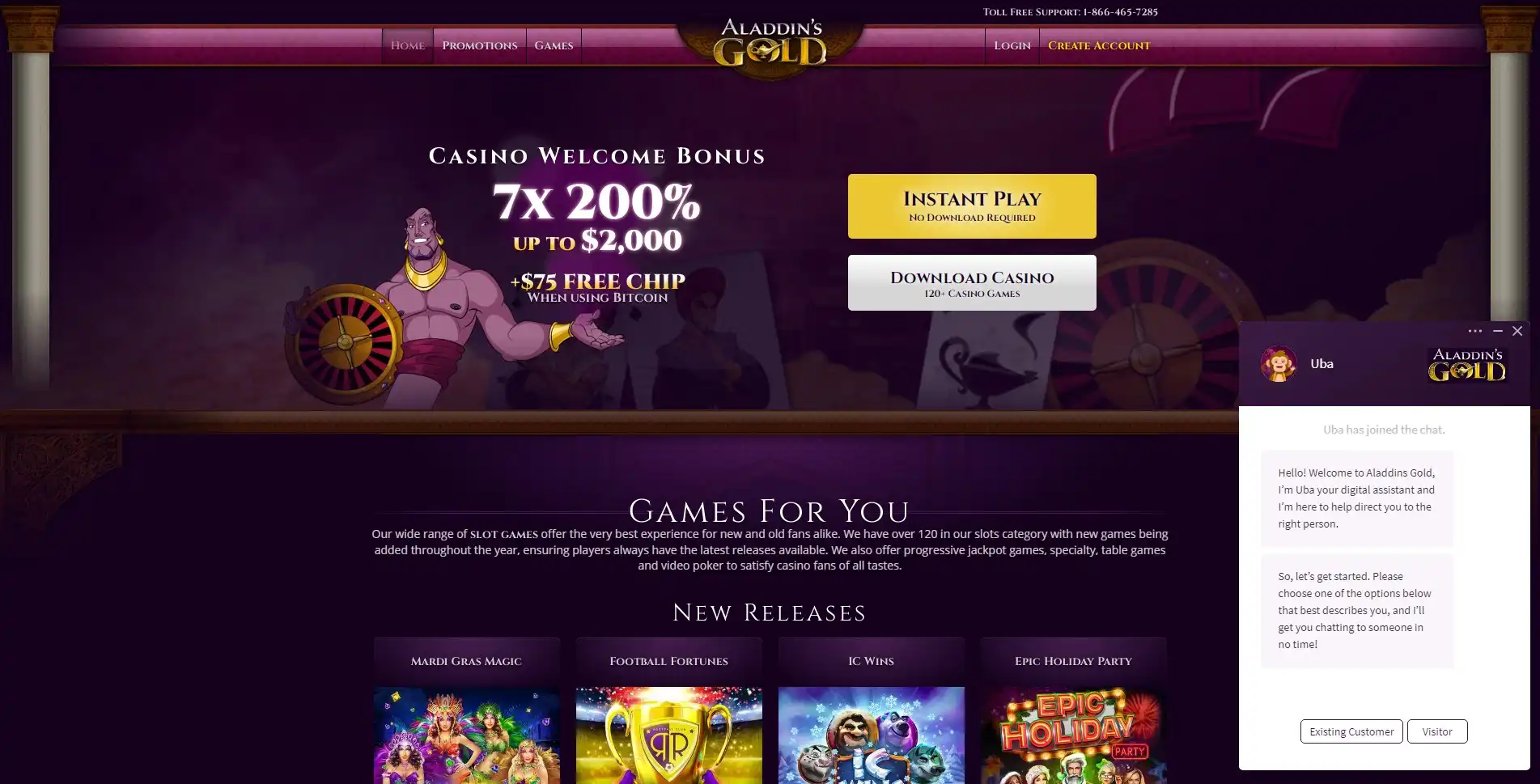 AladdinsGoldCasino Support