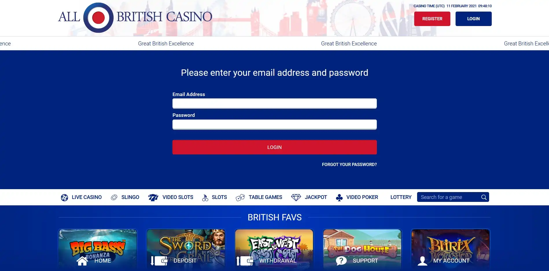 All British Casino Login