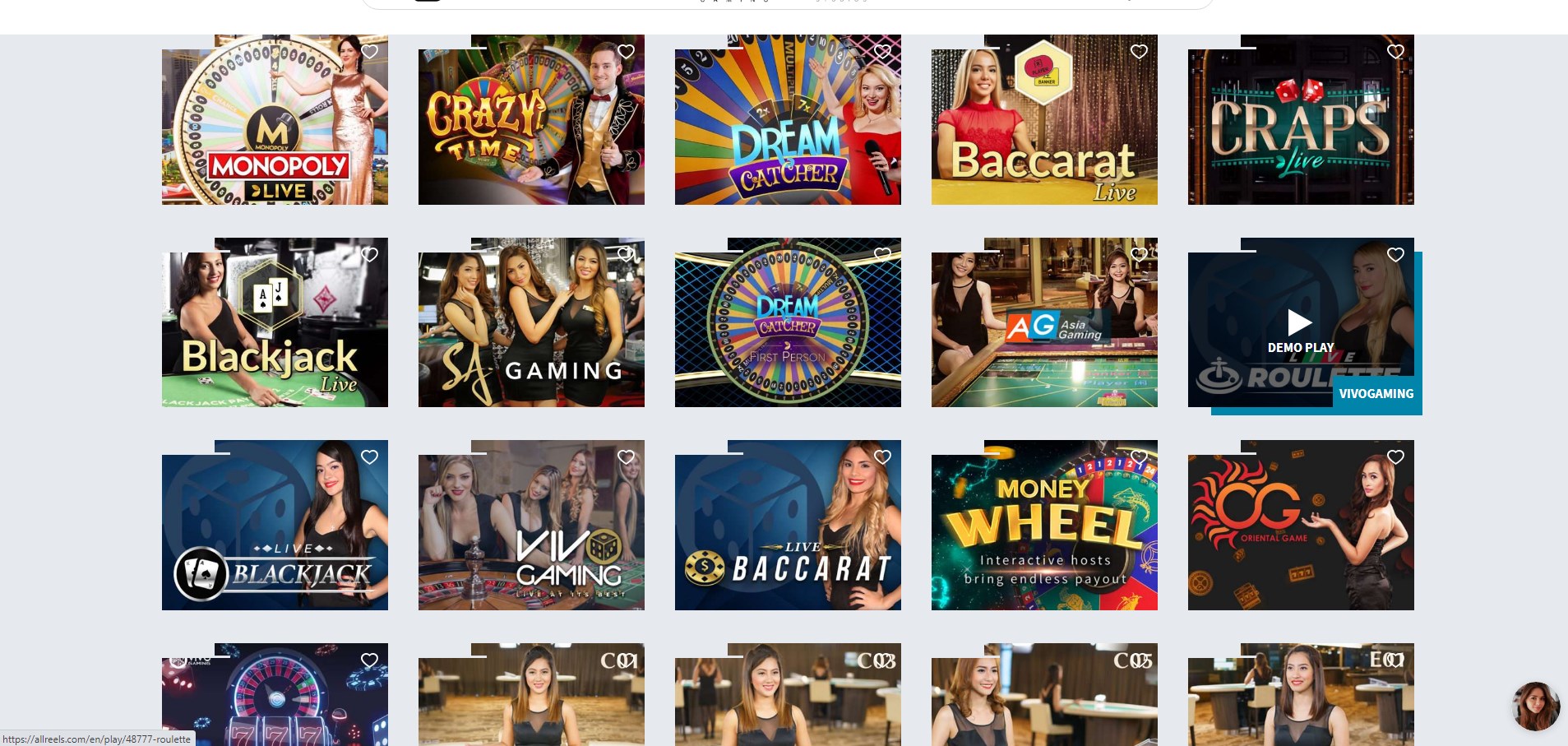 AllReels Casino Live Dealer Games