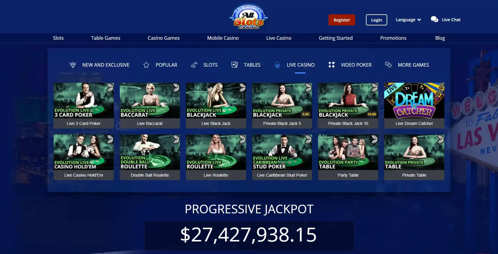 All Slots Casino Live Dealer Games