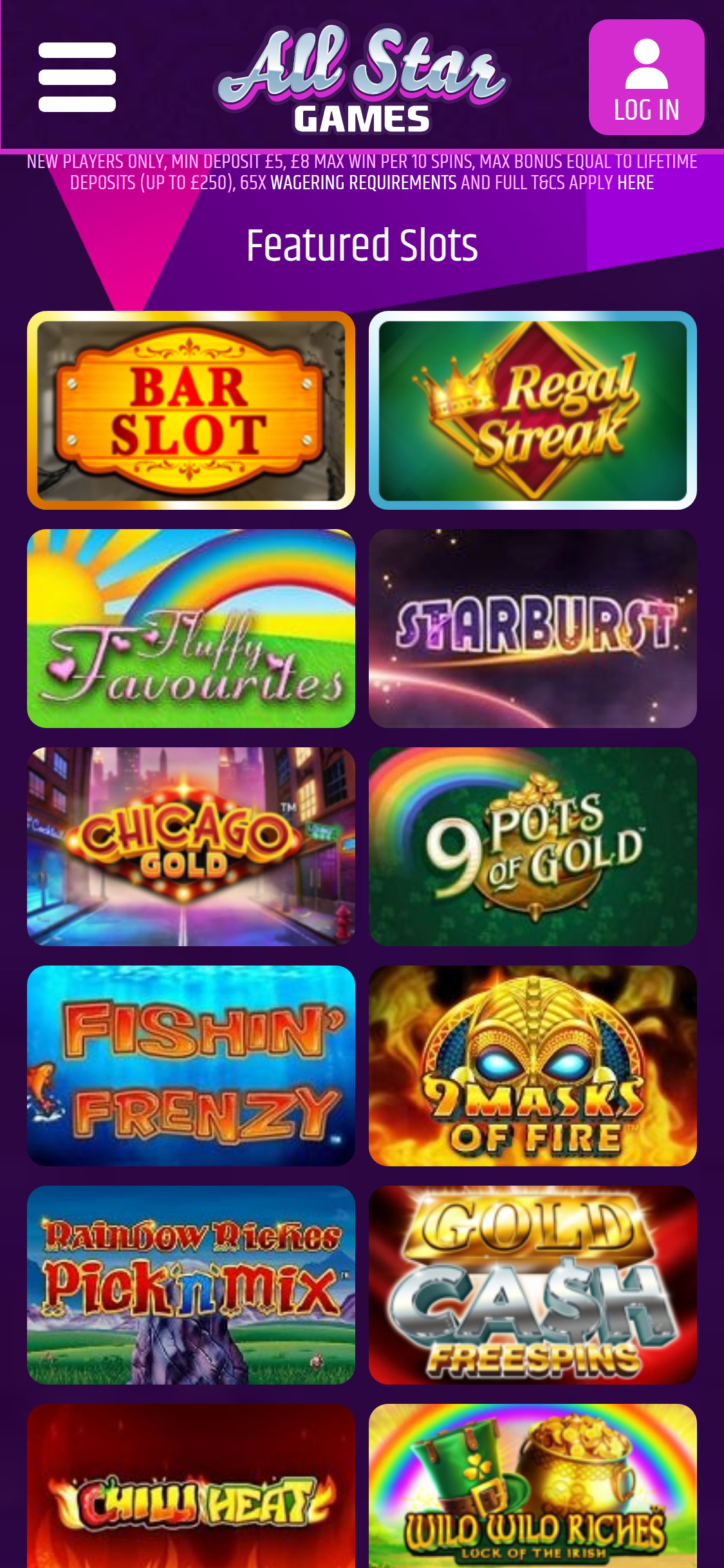 All Star Games Casino Mobile Games Review