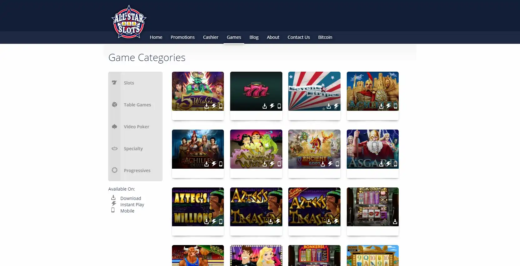 All Star Slots Casino Games