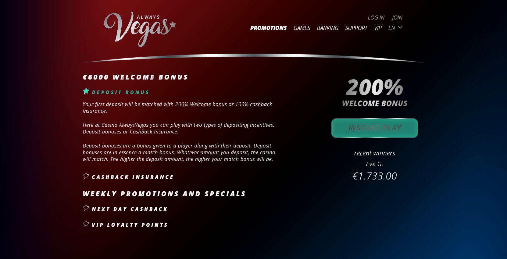 Always Vegas Casino No Deposit Bonus
