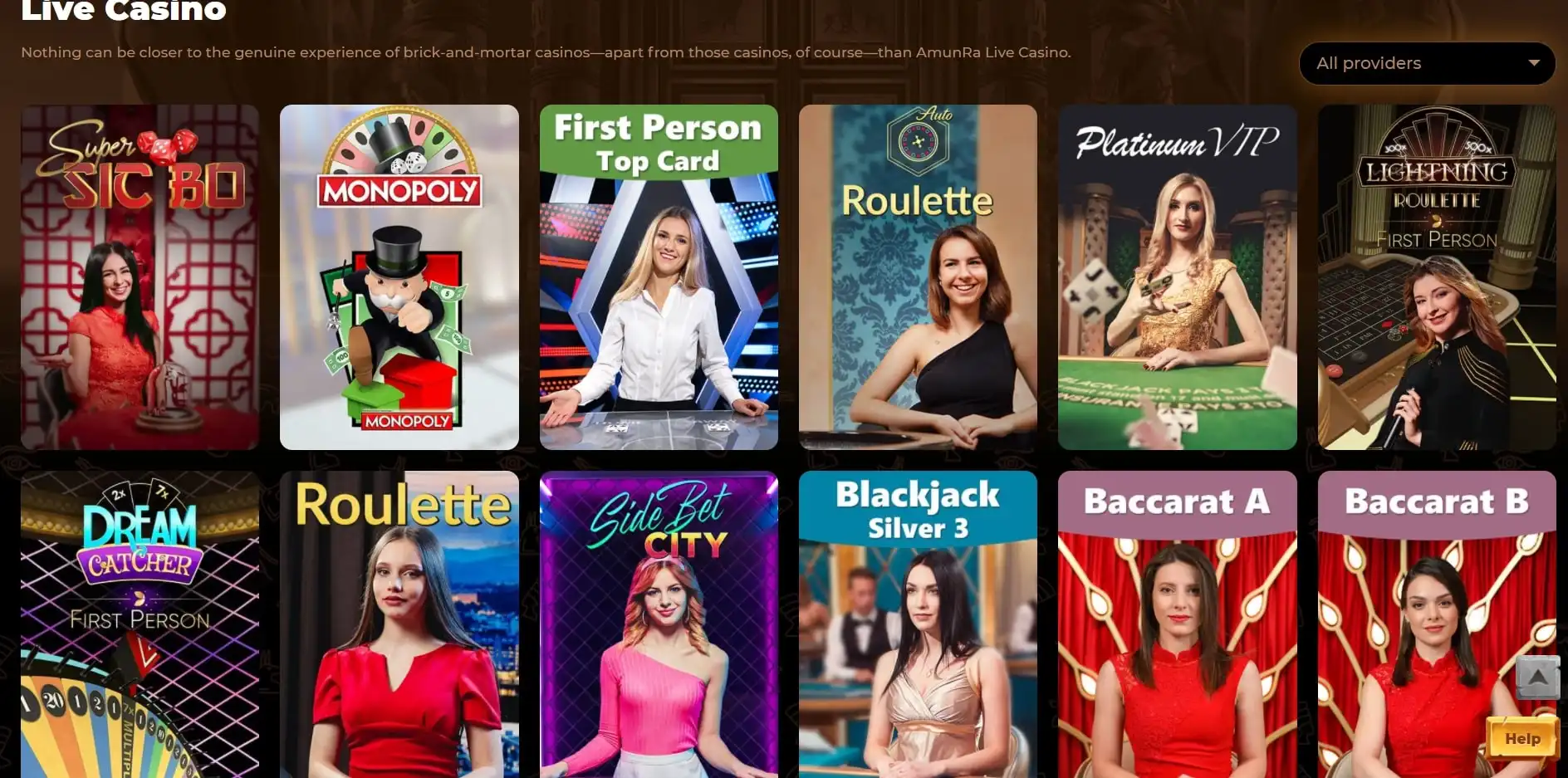 Amunra Casino Live Dealer Games