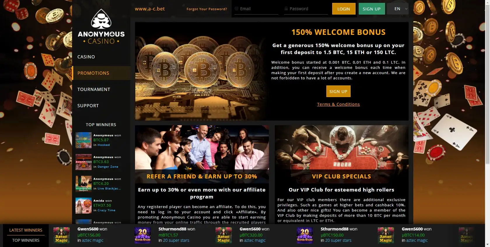 Anonymous Casino No Deposit Bonus