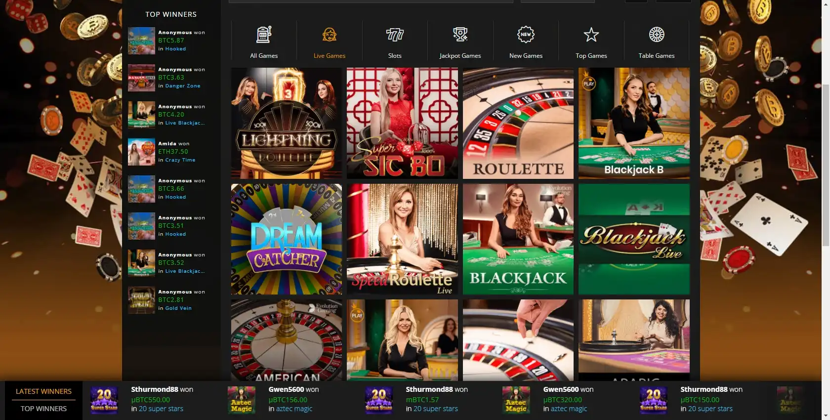 Anonymous Casino Live Dealer Games