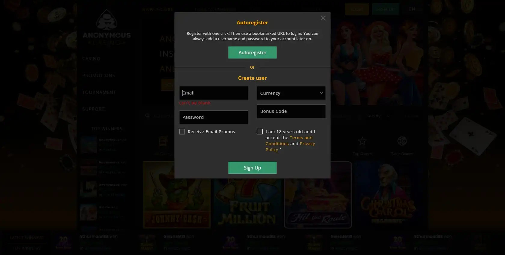 Anonymous Casino Login