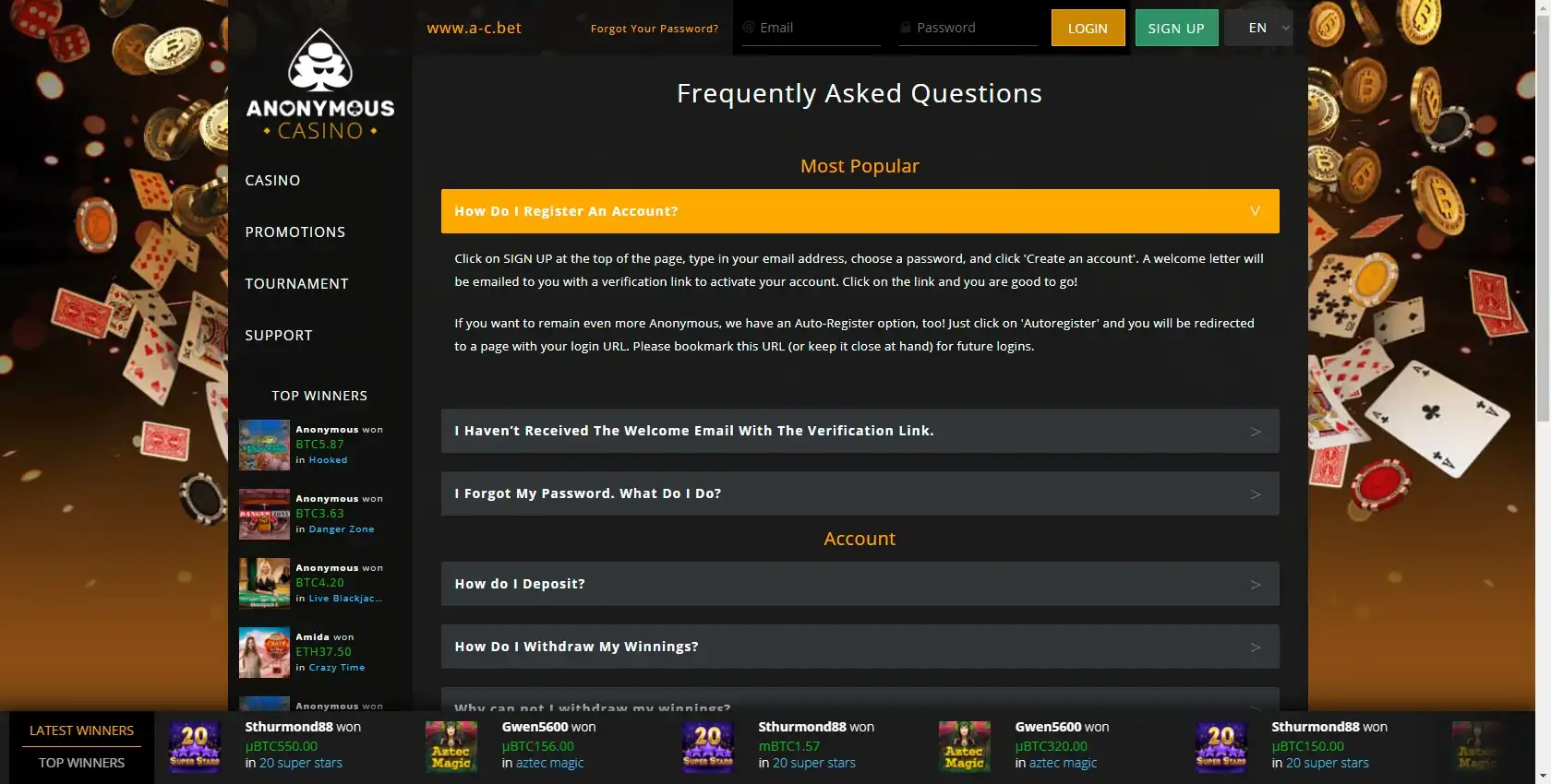 Anonymous Casino Support