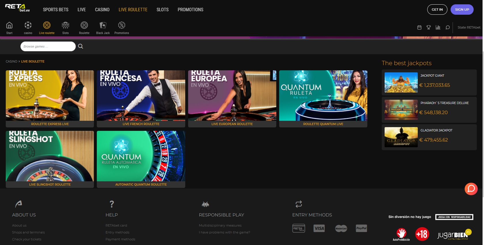 Retabet Casino Live Dealer Games