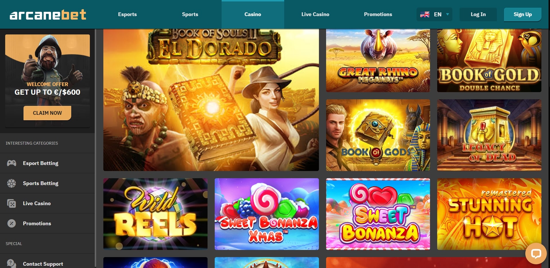Arcanebet Casino Games