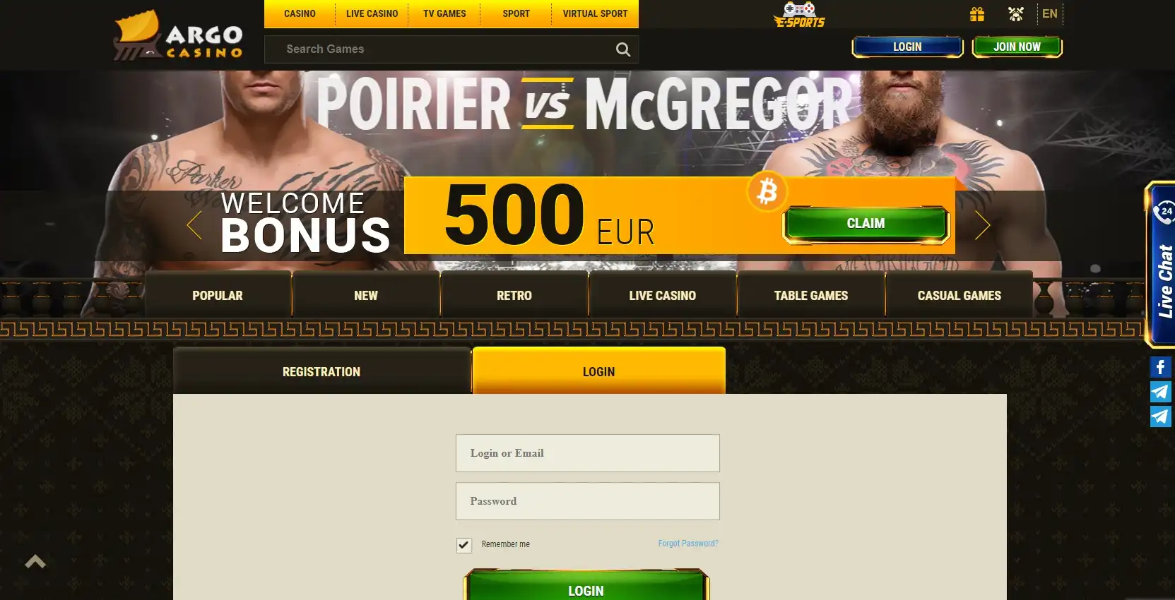 Argo Casino Login