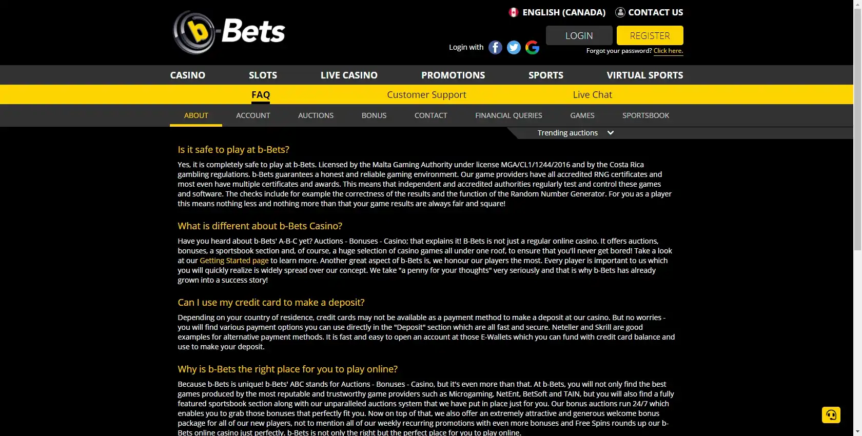 B-Bets Casino Support