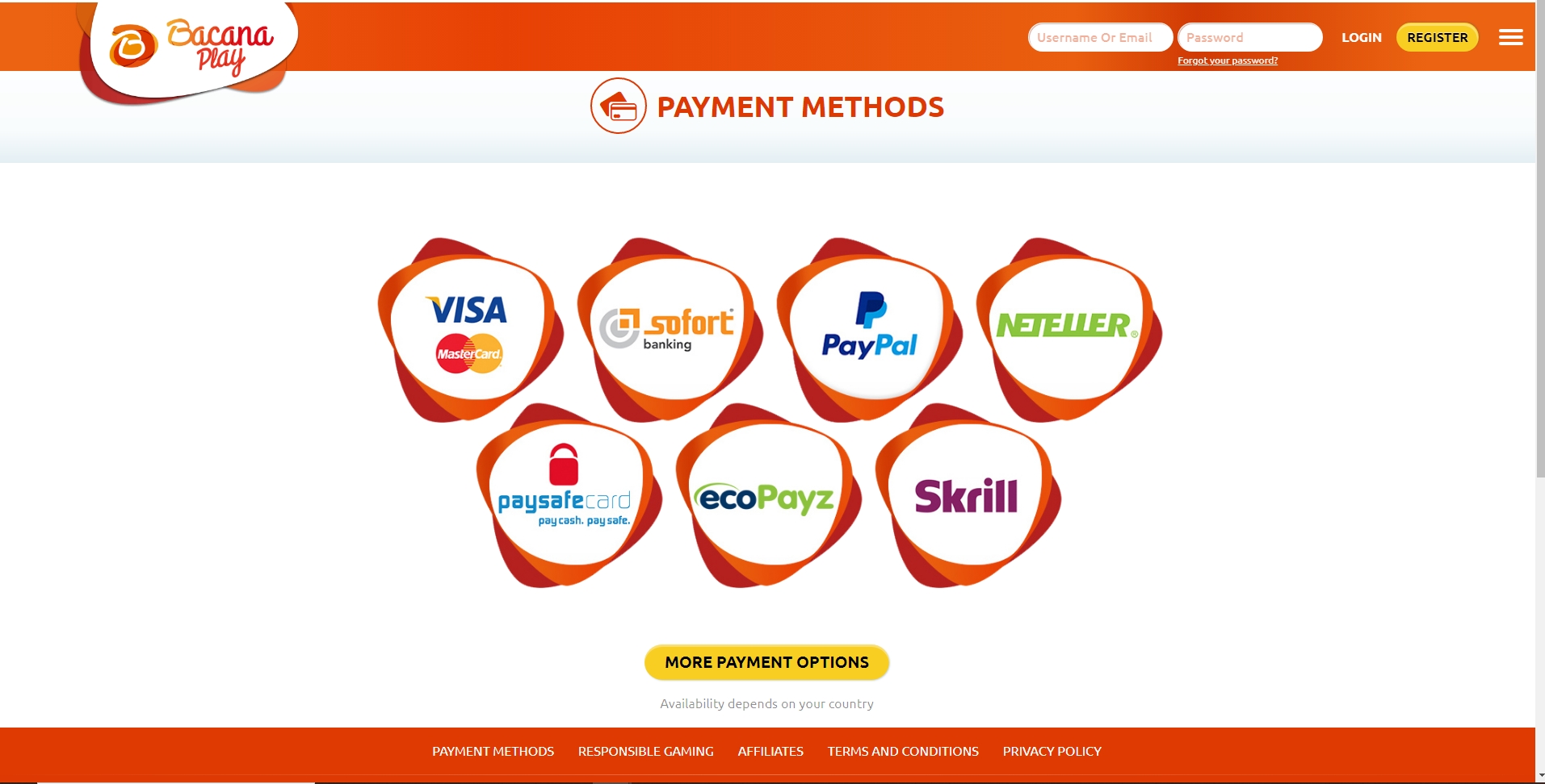 Bacanaplay Payment Methods
