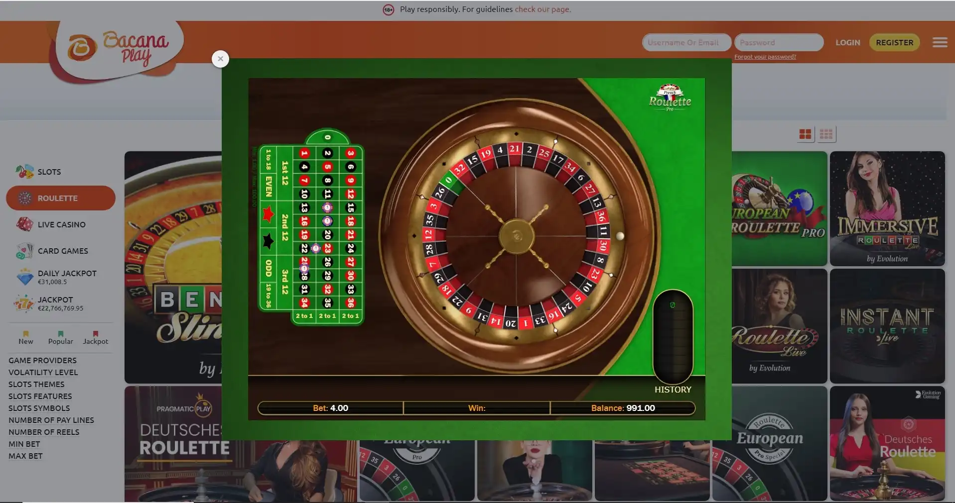 Bacanaplay Casino Games