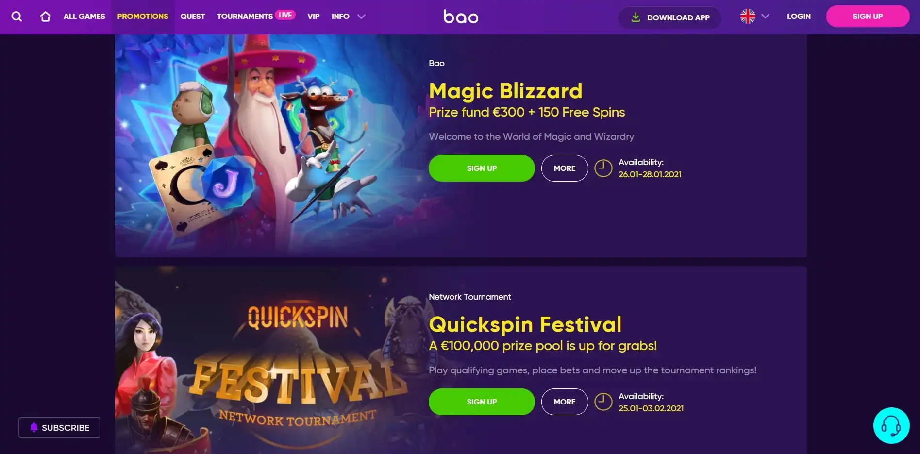 BAO Casino No Deposit Bonus