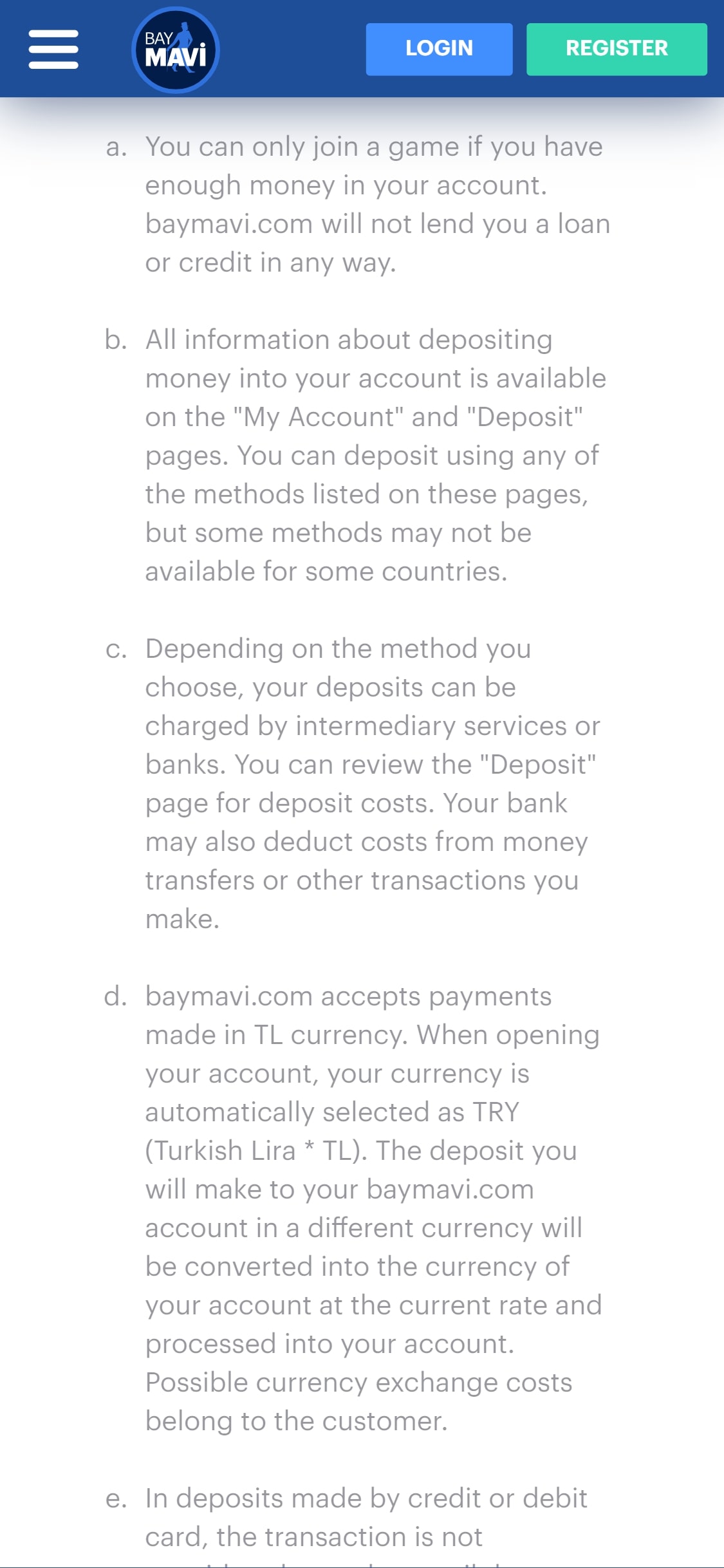 BayMavi Casino Mobile Payment Methods Review