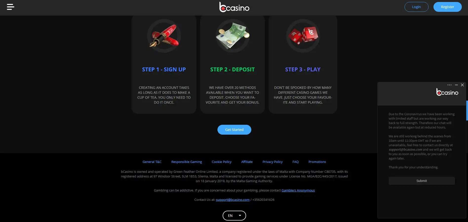 bCasino Support