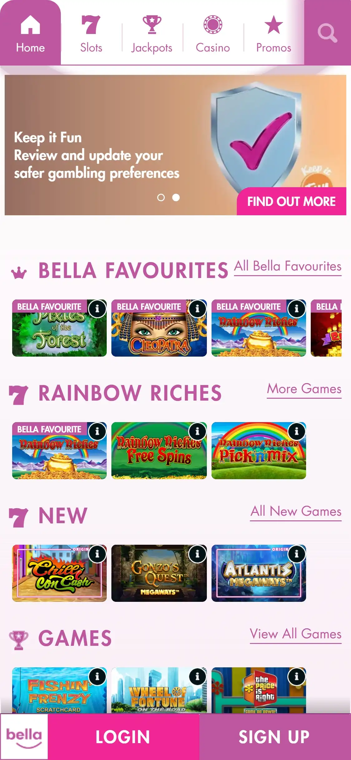 Bella Casino Mobile Games Review