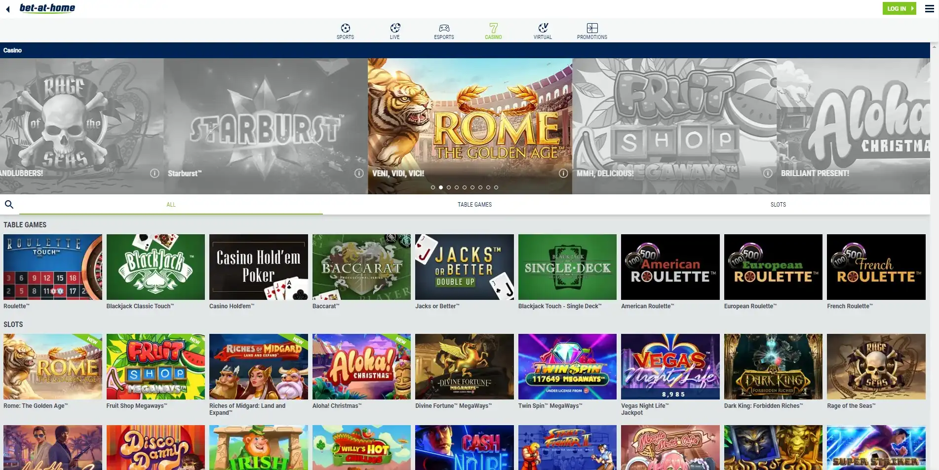 Bet at Home Casino Games