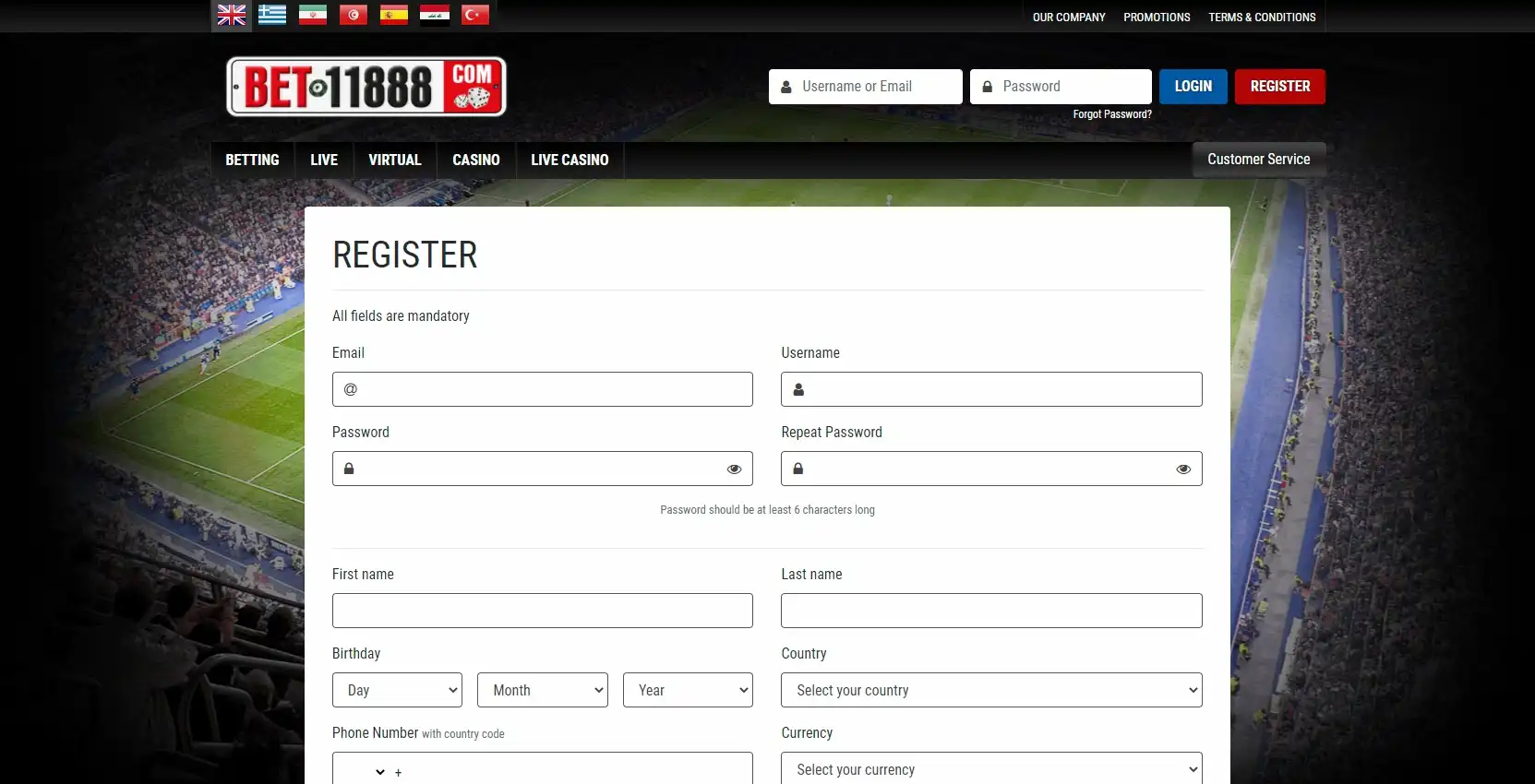 Bet11888 Casino Login