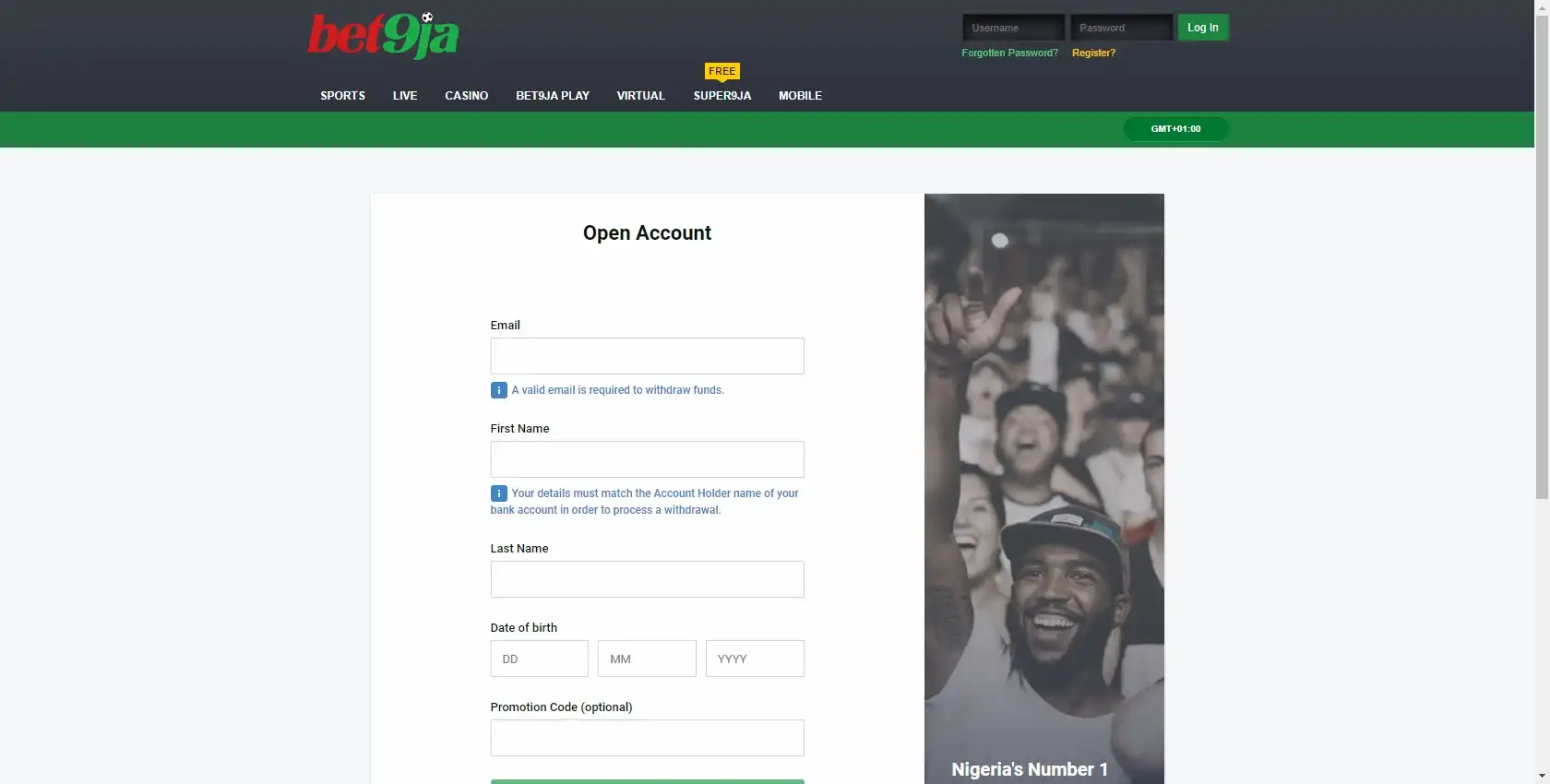 Bet9Ja Casino Login