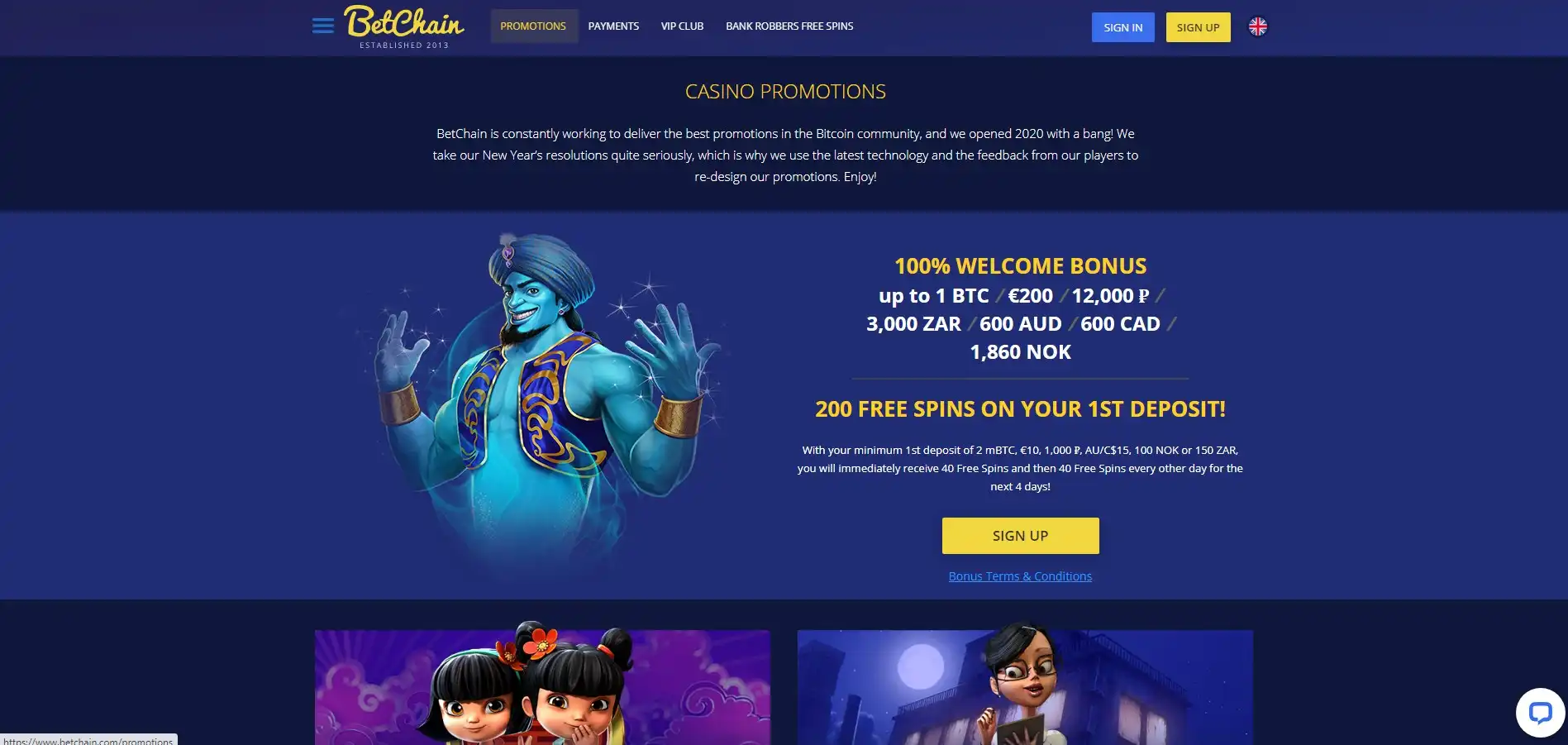 BetChain Casino No Deposit Bonus