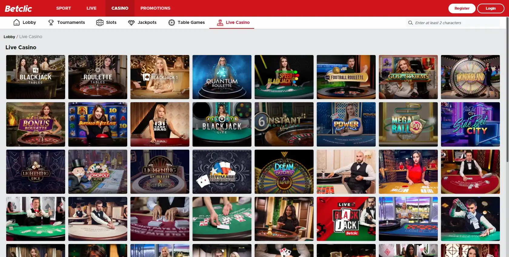 Betclic Casino Live Dealer Games