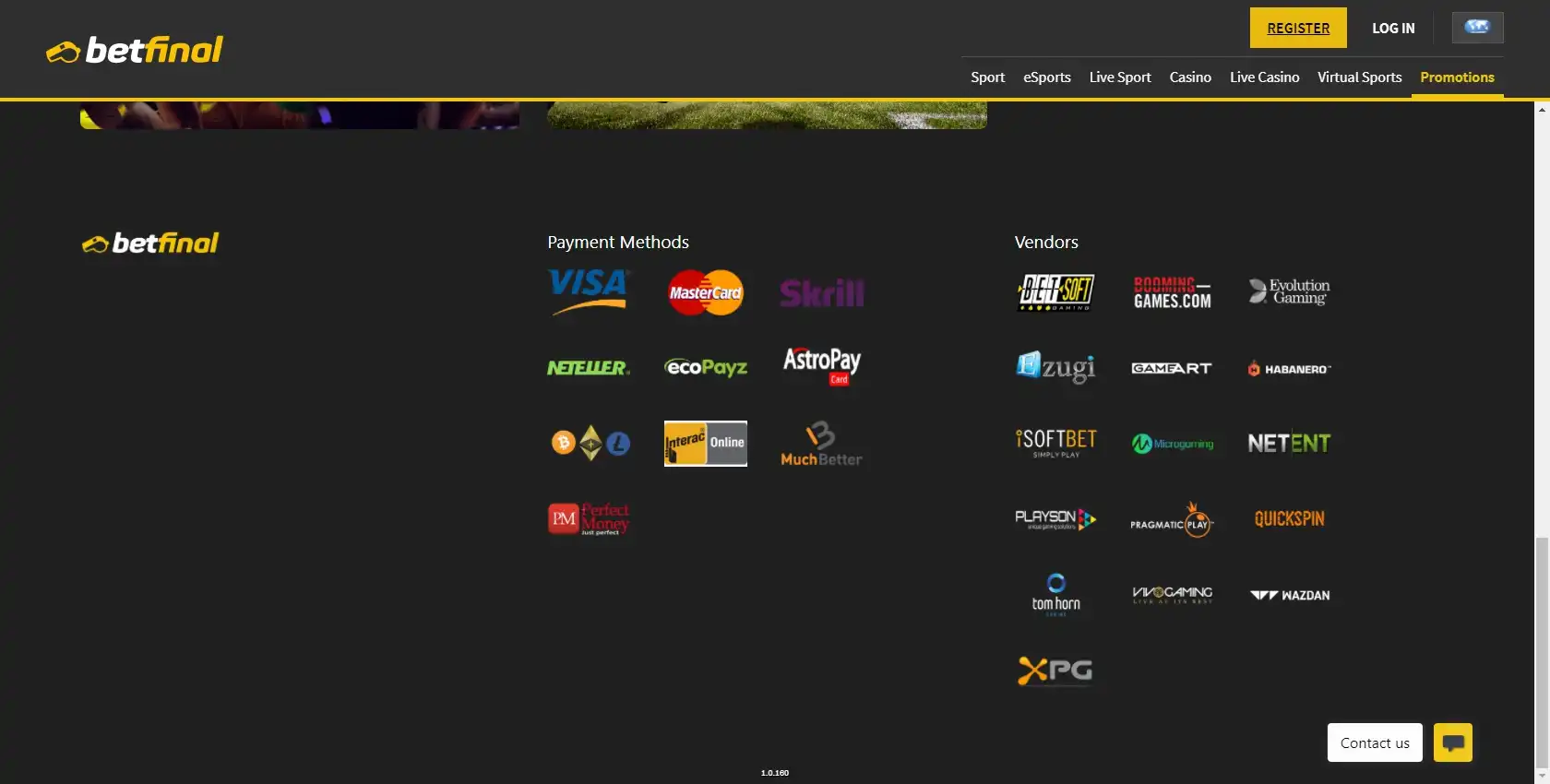 Betfinal Casino Payment Methods
