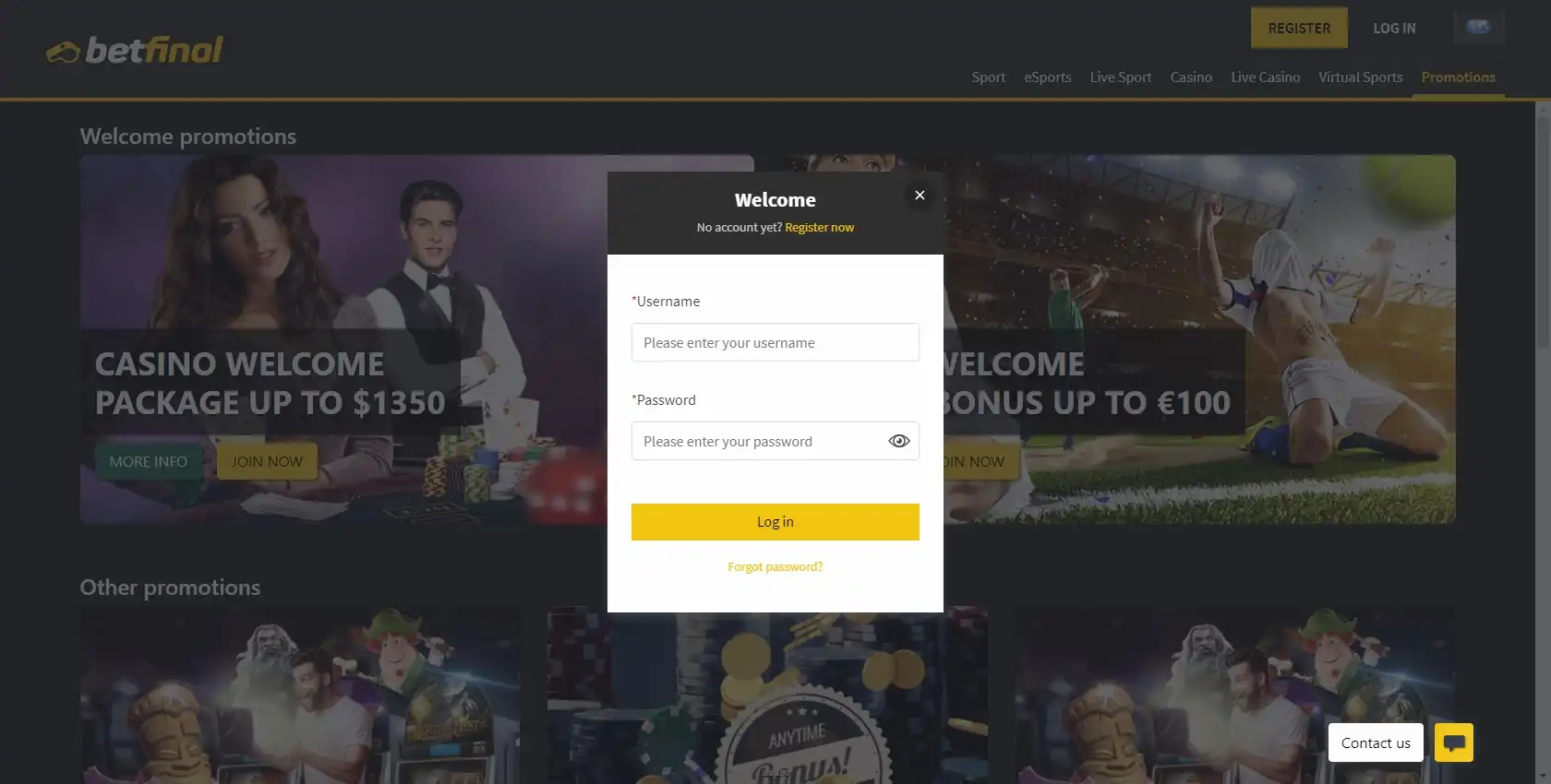 Betfinal Casino Login