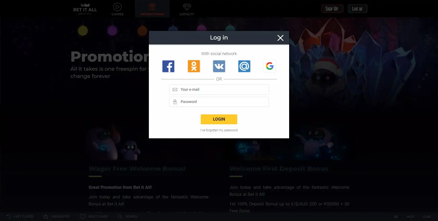 Bet It All Casino Login