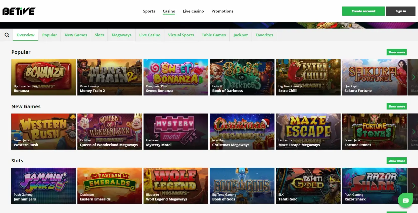 Betive Casino Games