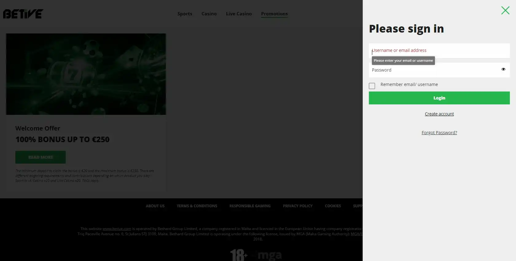 Betive Casino Login