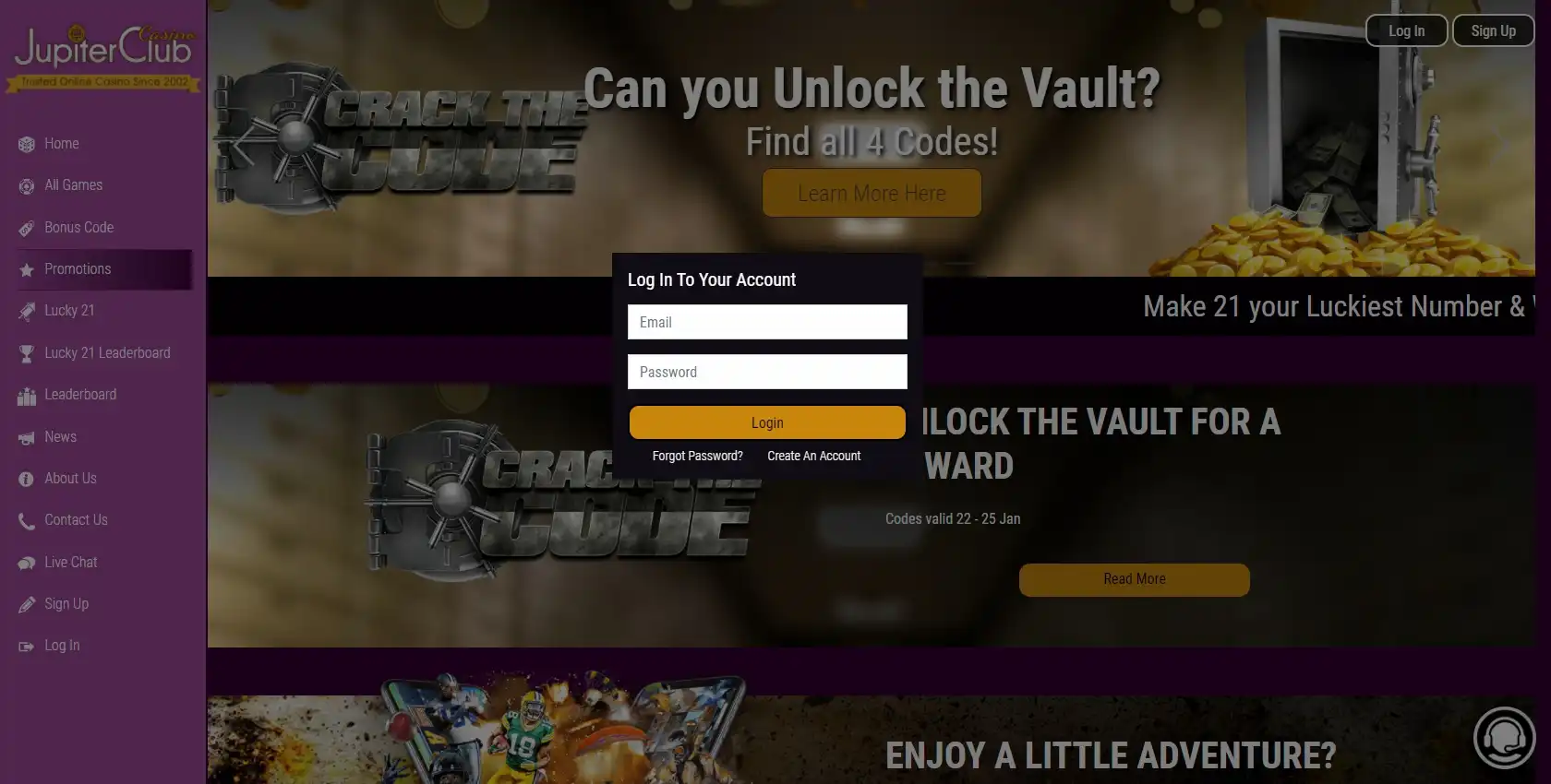 Jupiter Club Casino Login
