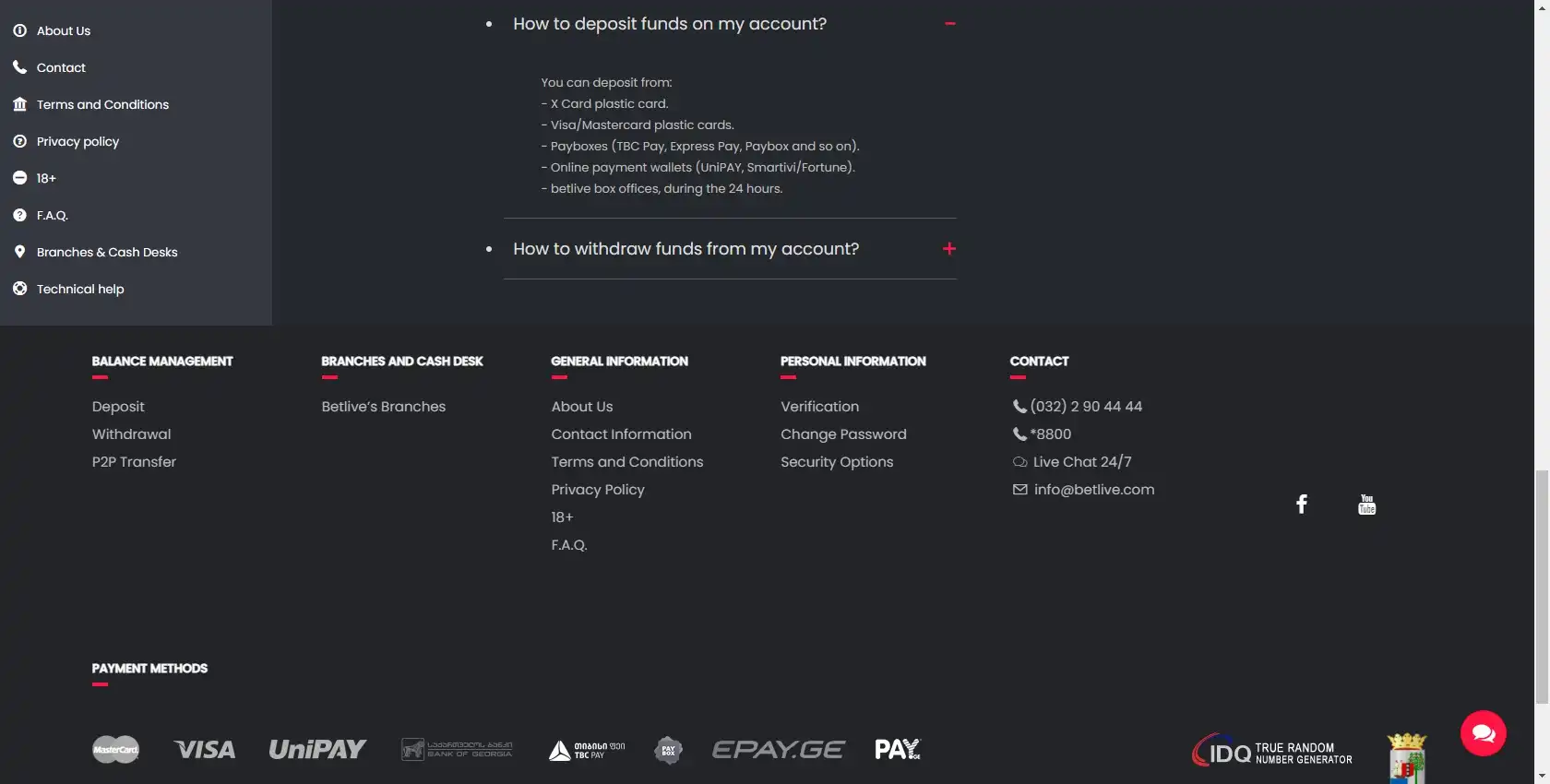 Betlive Payment Methods