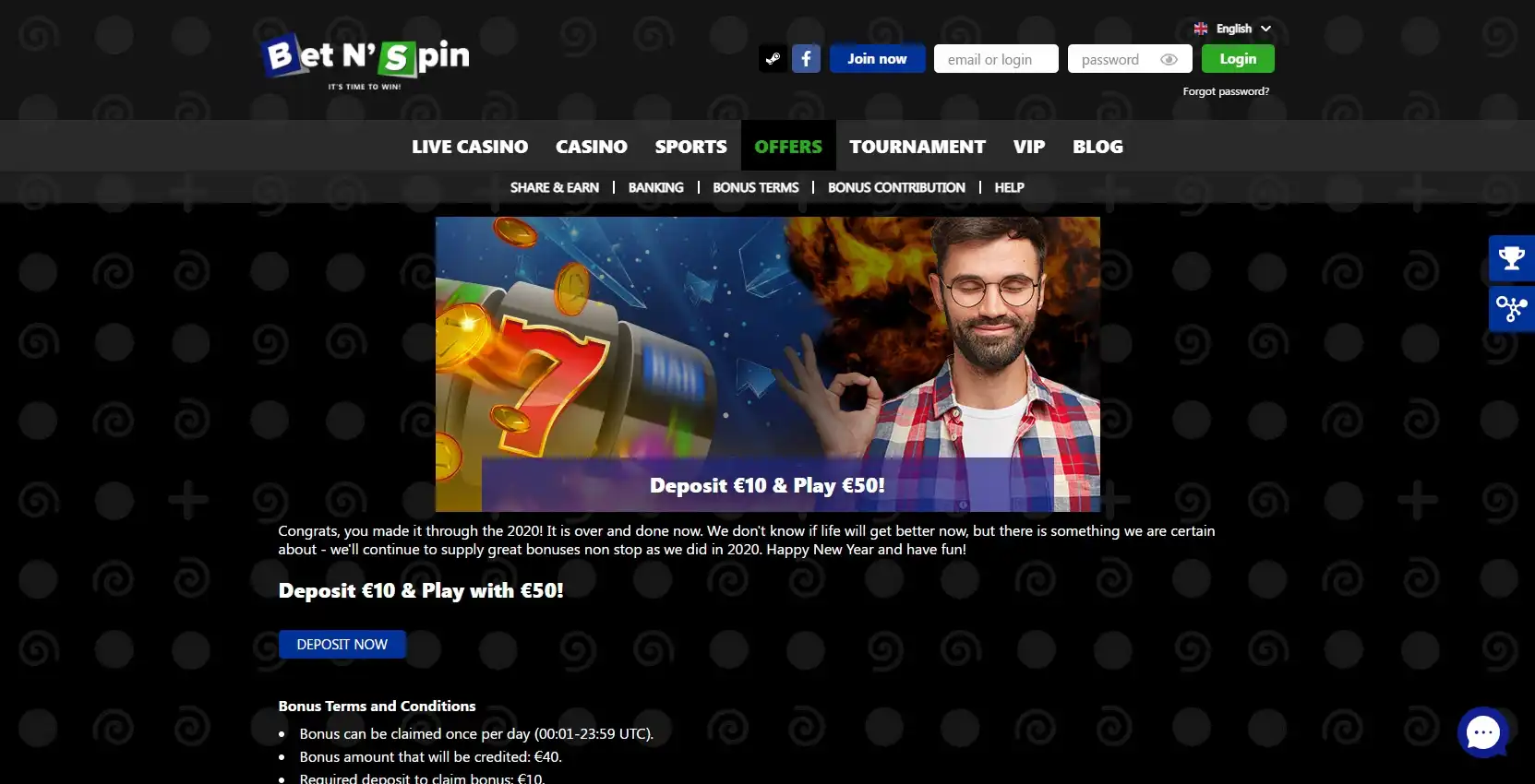 Bet N'Spin Casino No Deposit Bonus