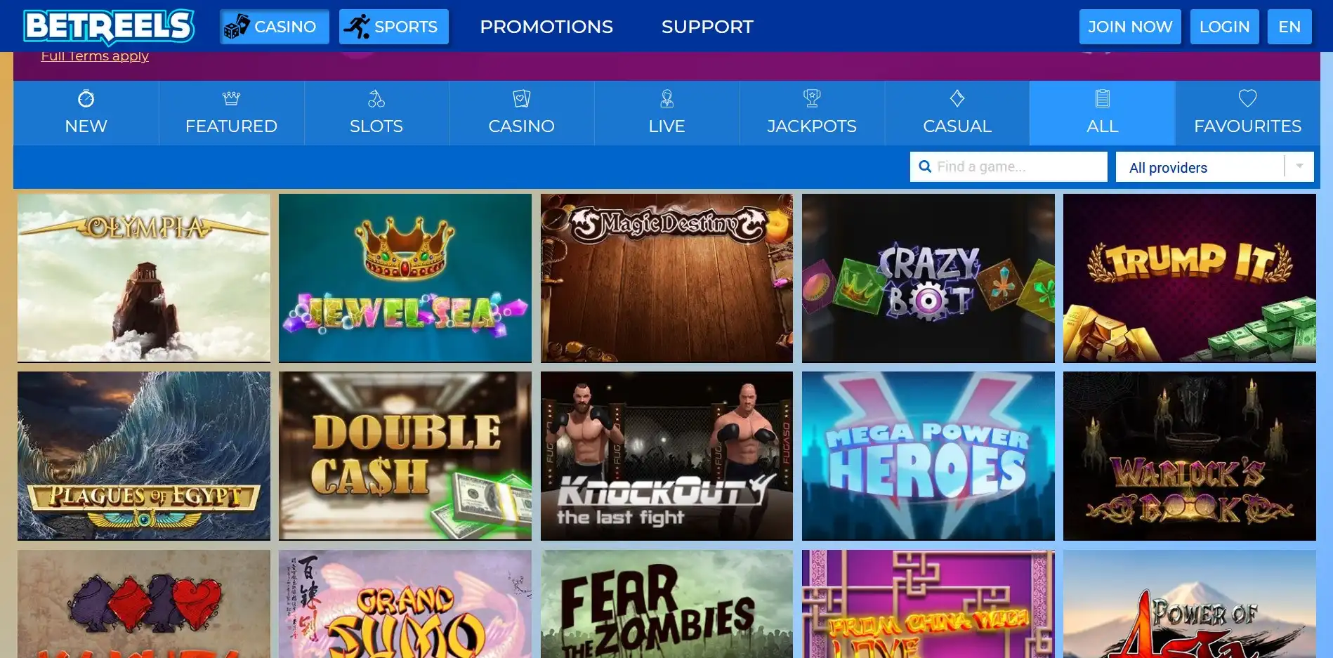 Betreels Casino Games