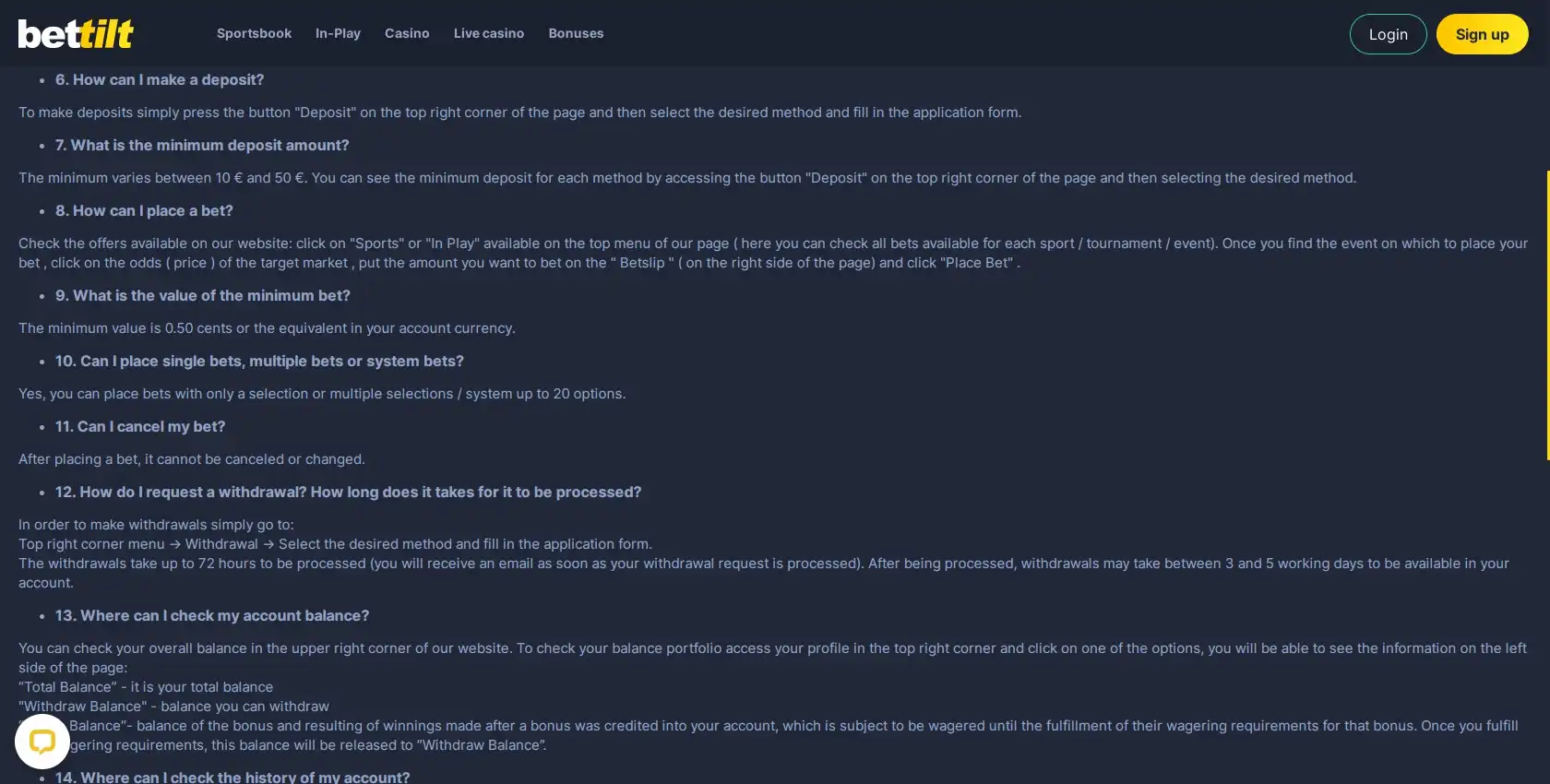 Bettilt Payment Methods