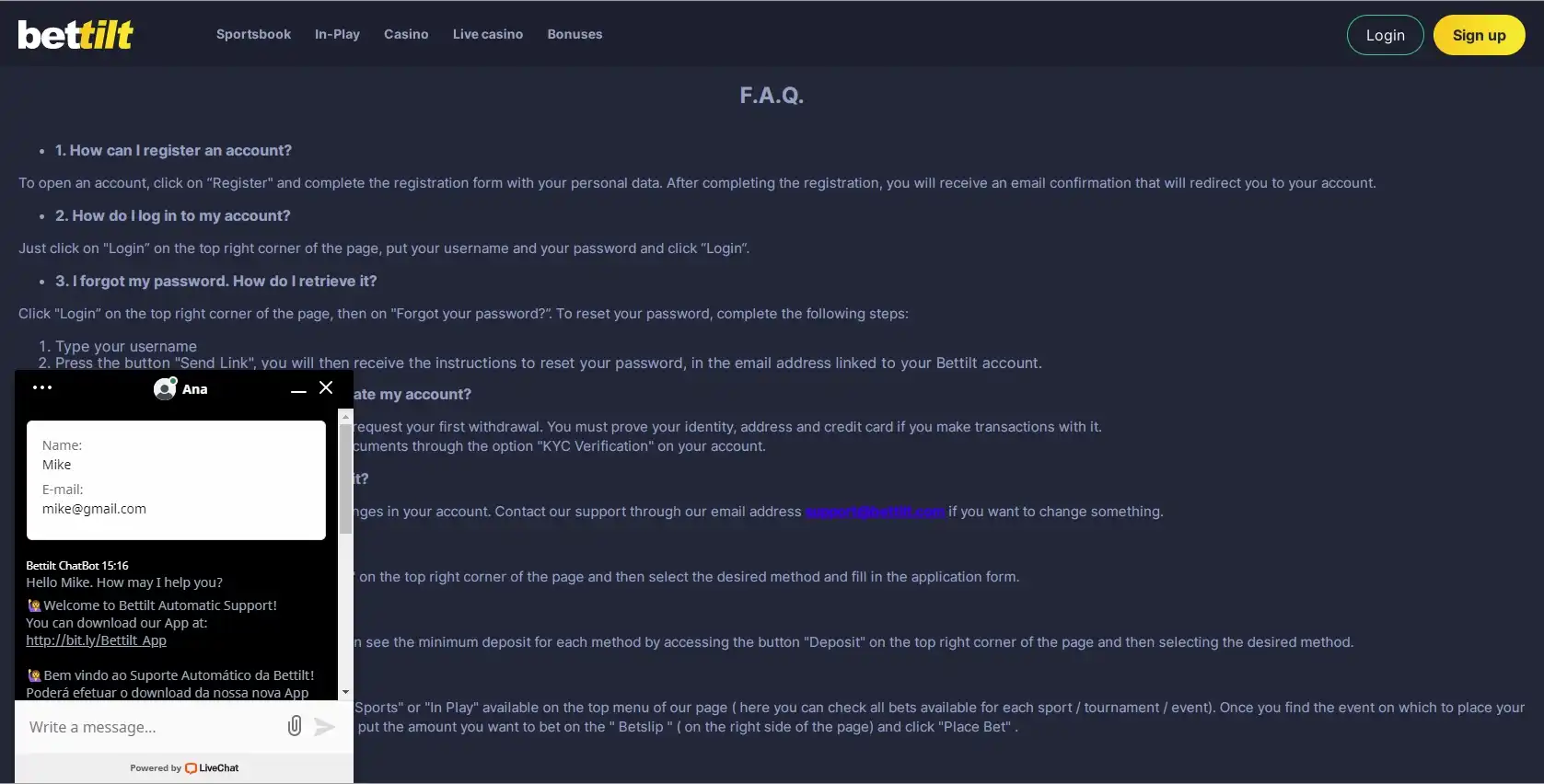 Bettilt Support