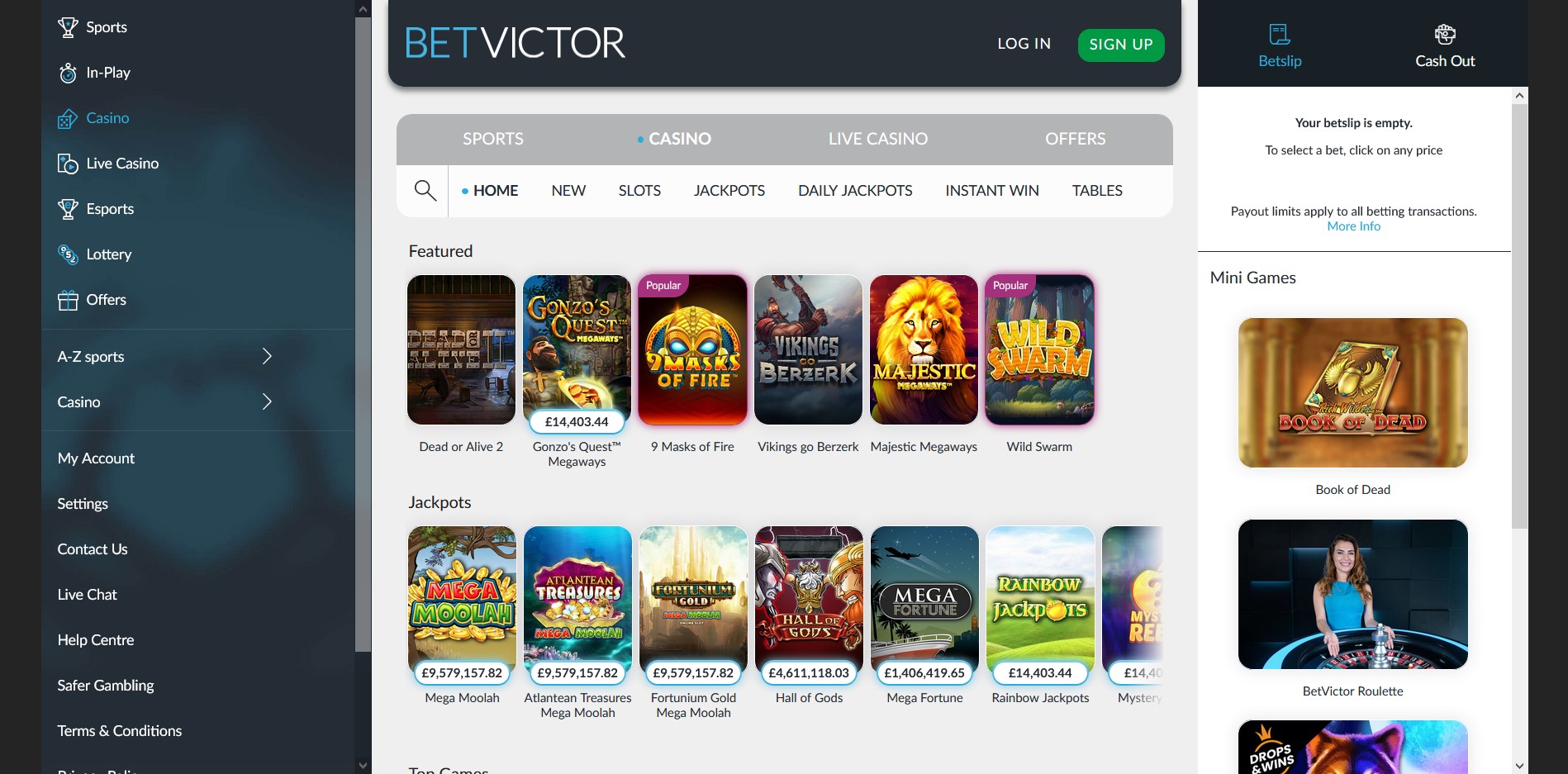Bet Victor Casino Games