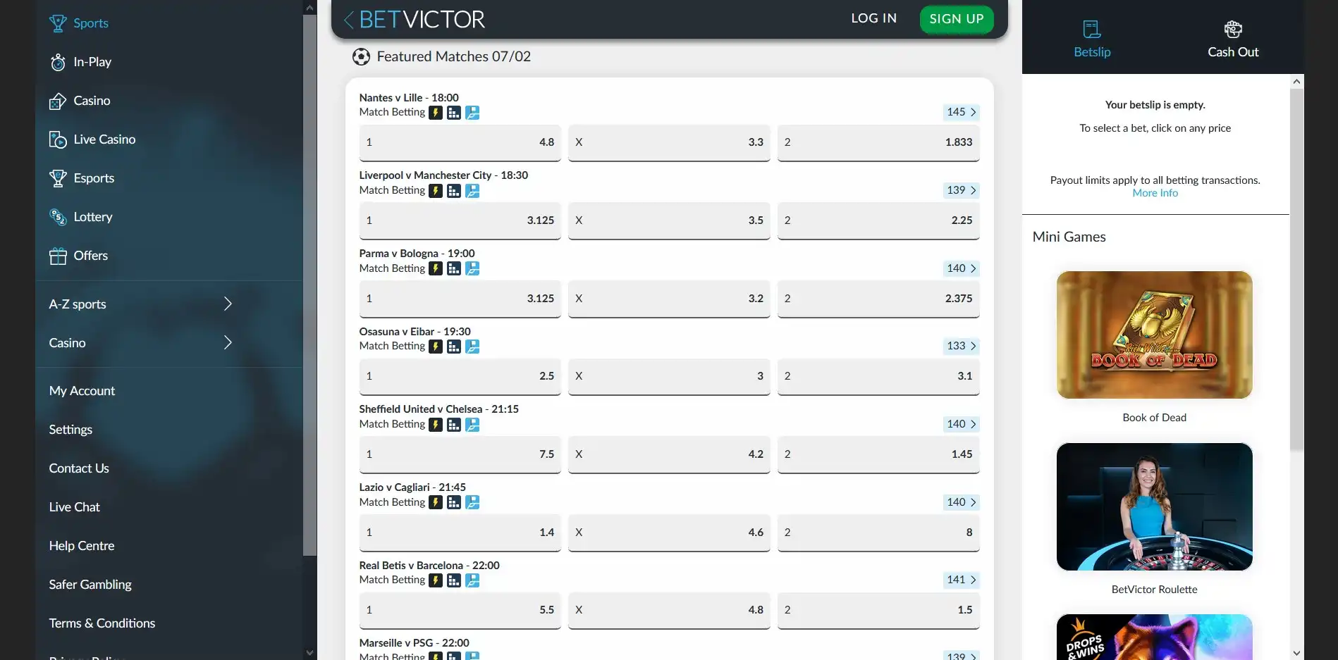 Bet Victor Casino Betting