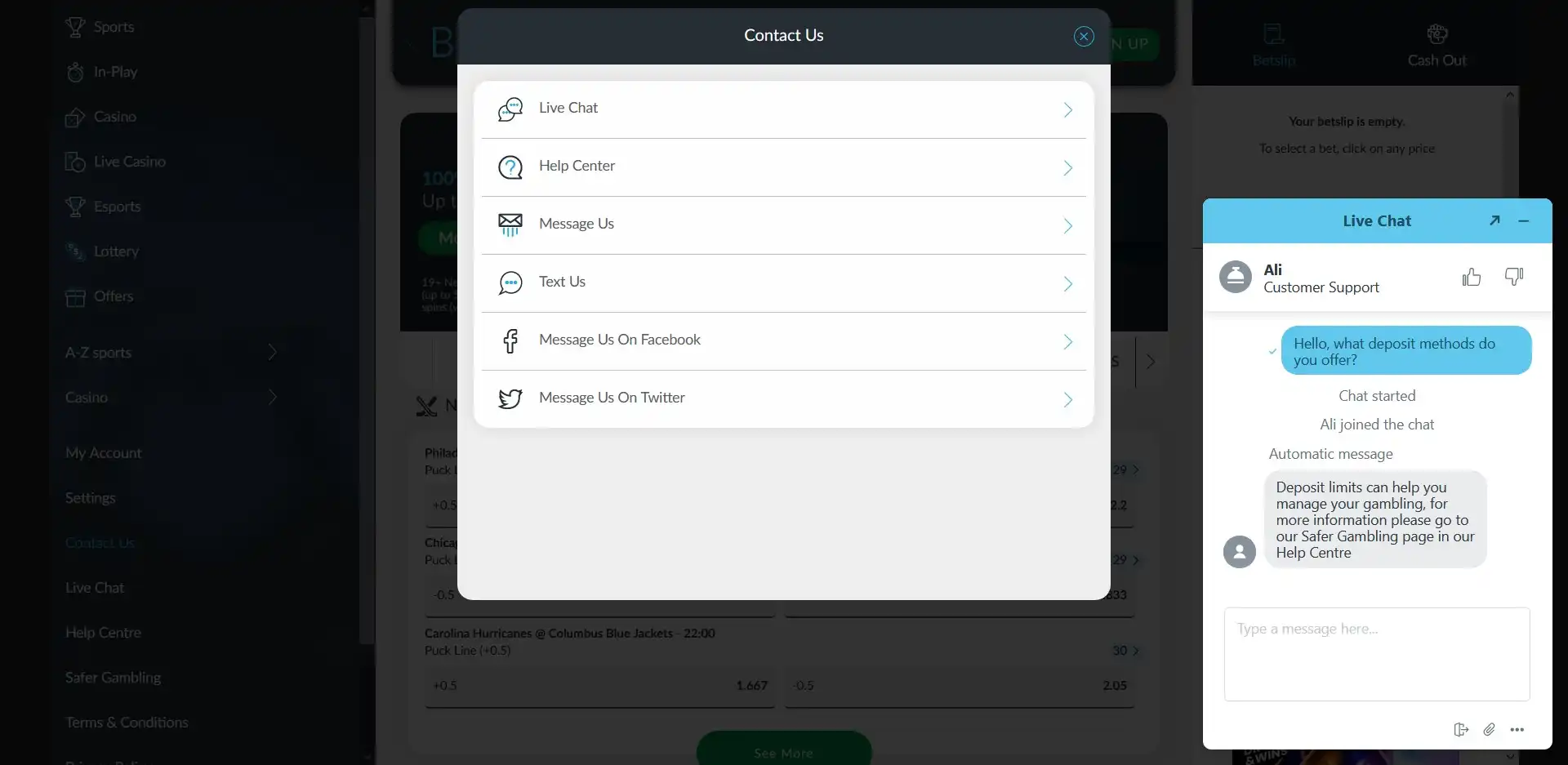 Bet Victor Casino Support