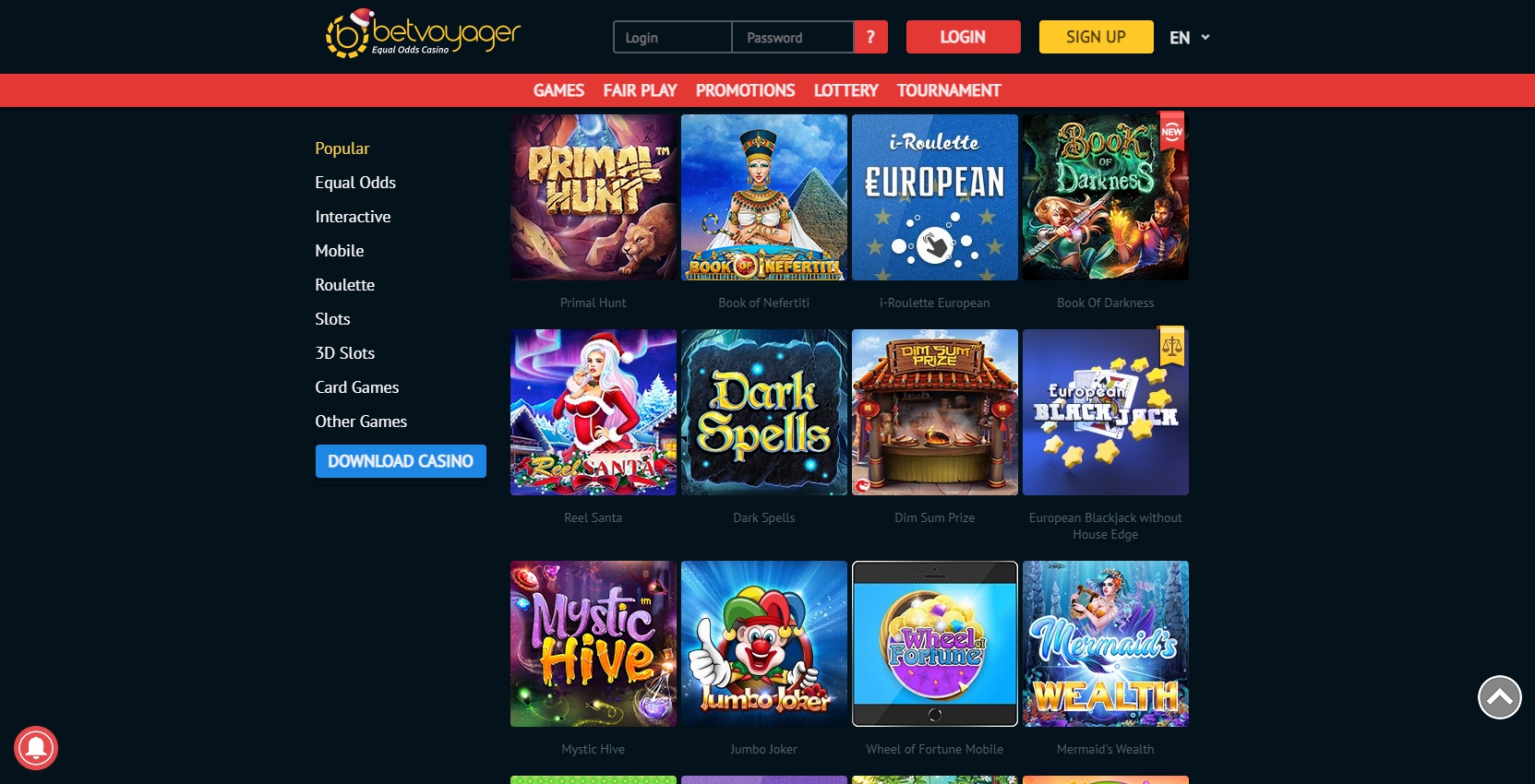 Bet Voyager Casino Games