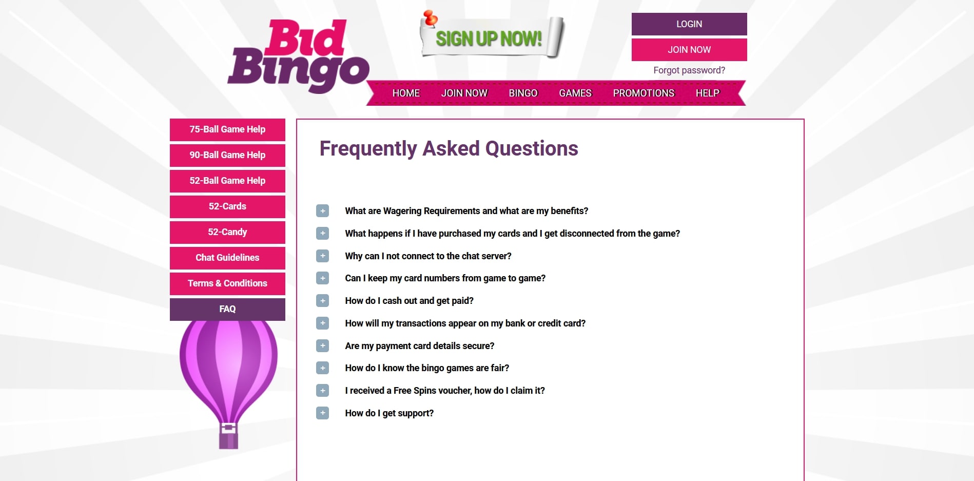 Bid Bingo Casino Support