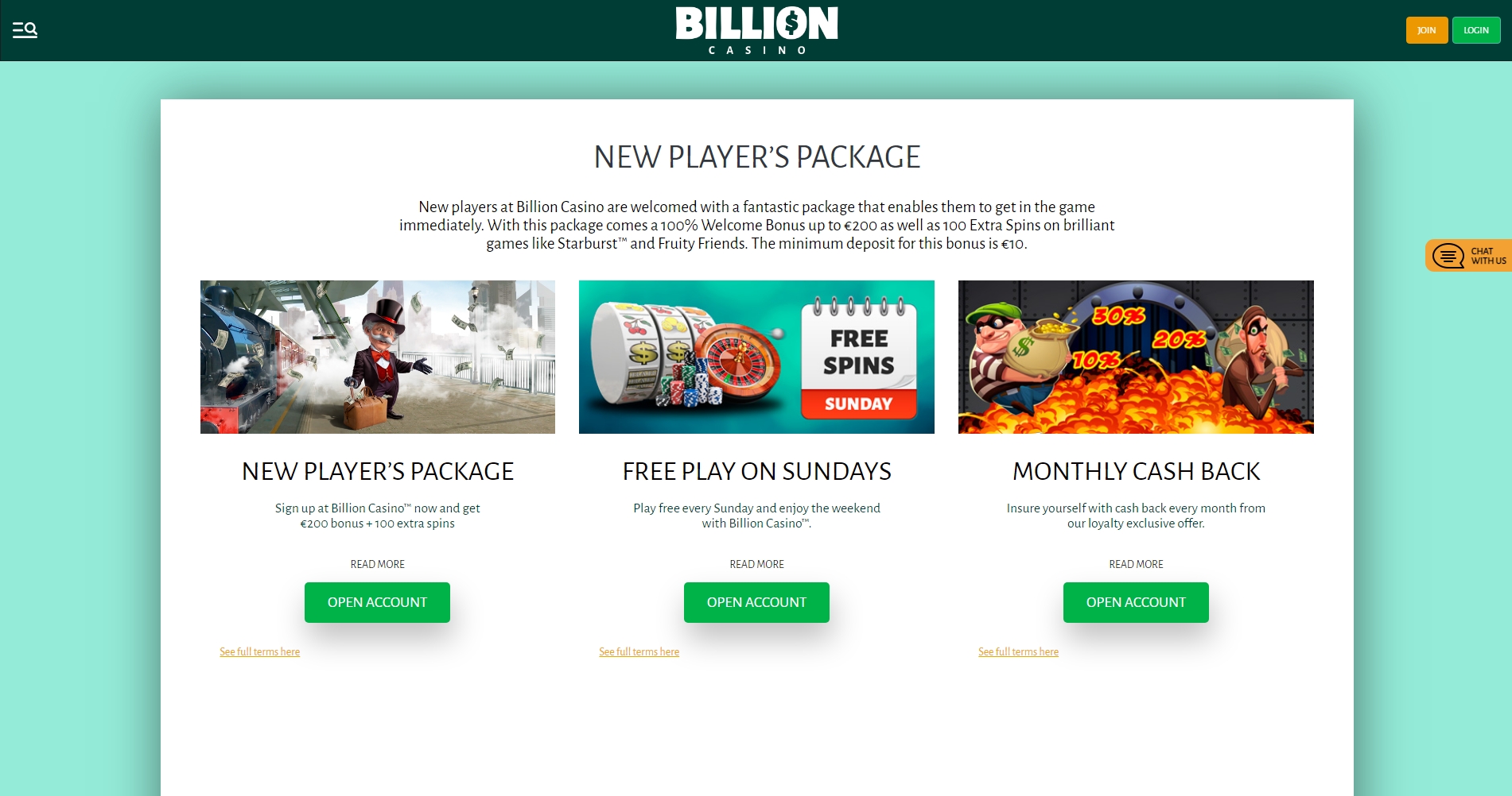 Billion Casino No Deposit Bonus