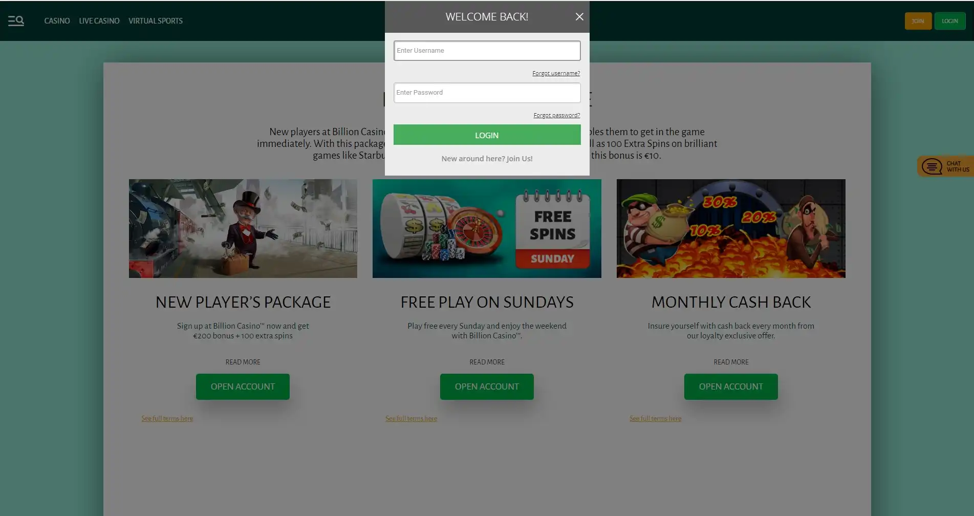 Billion Casino Login