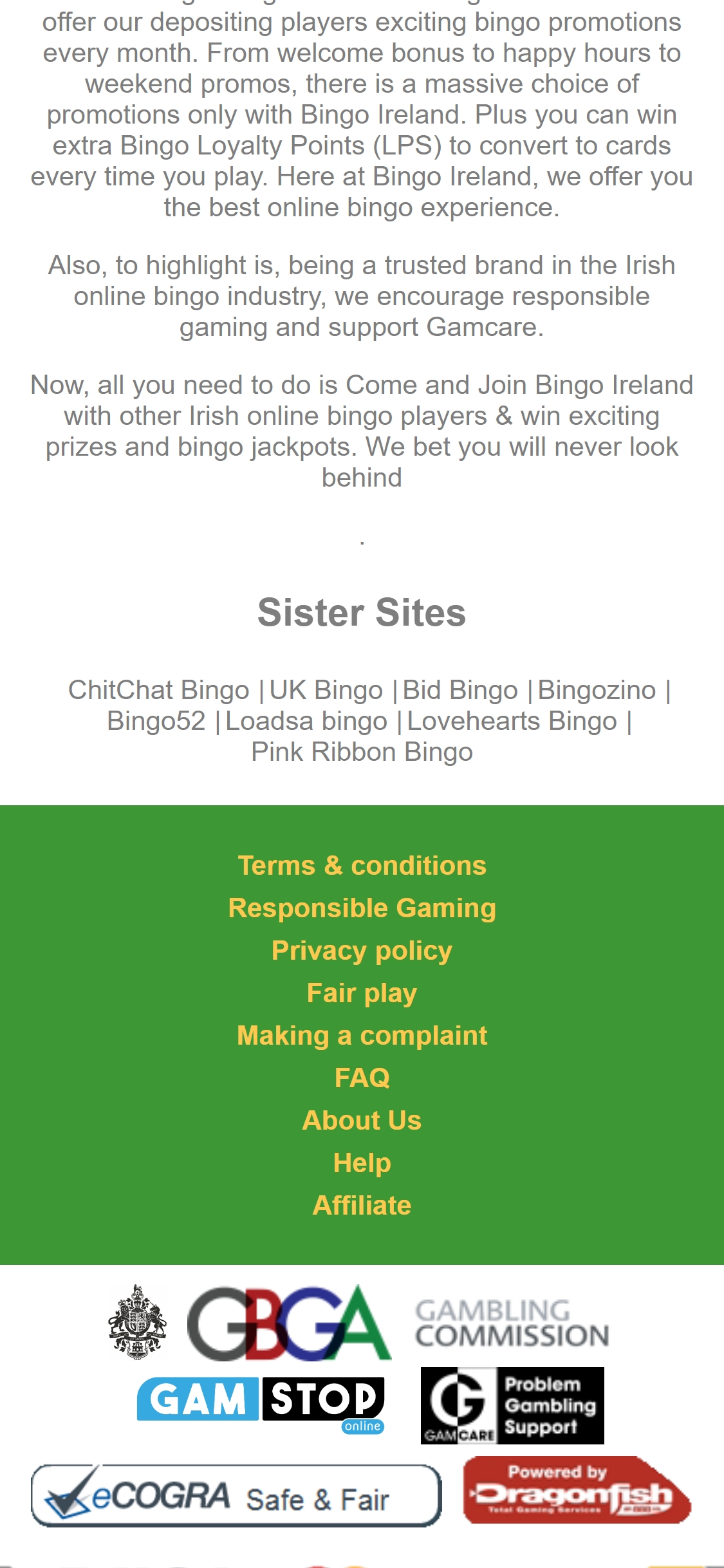Bingo Ireland Casino Mobile Support Review