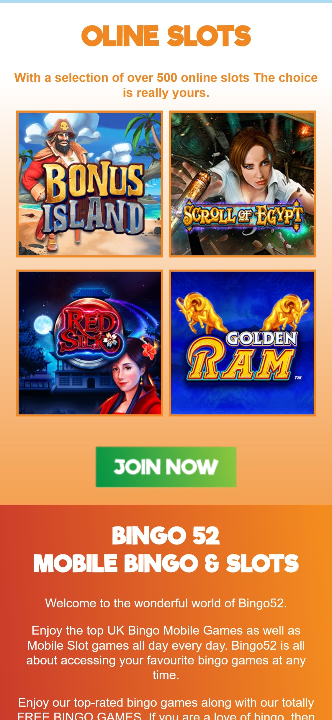 Bingo52 Casino Mobile Games Review